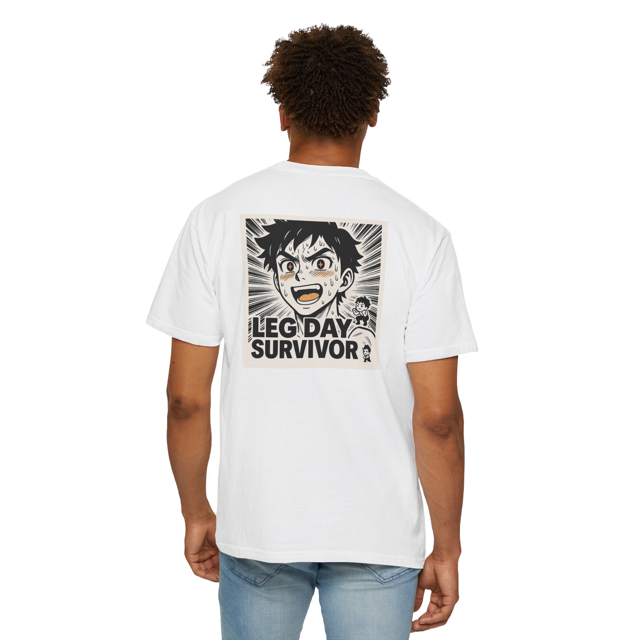 Leg Day Survivor Men’s Shirt - Funny Gym Workout Anime Fitness T-Shirt