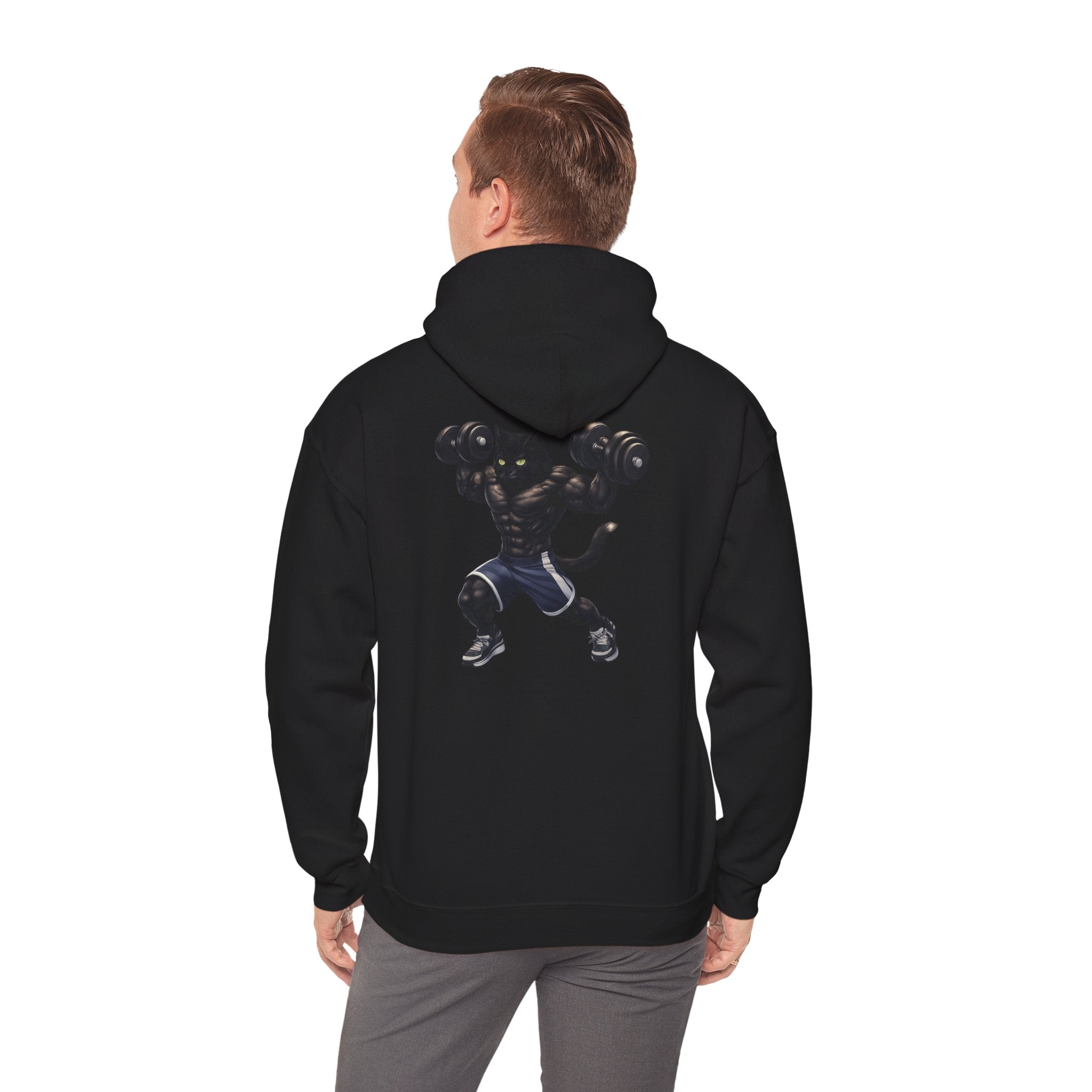 Gym Cat Hoodie — Funny Weightlifting & Workout Hoodie | Fitness Lover Gift