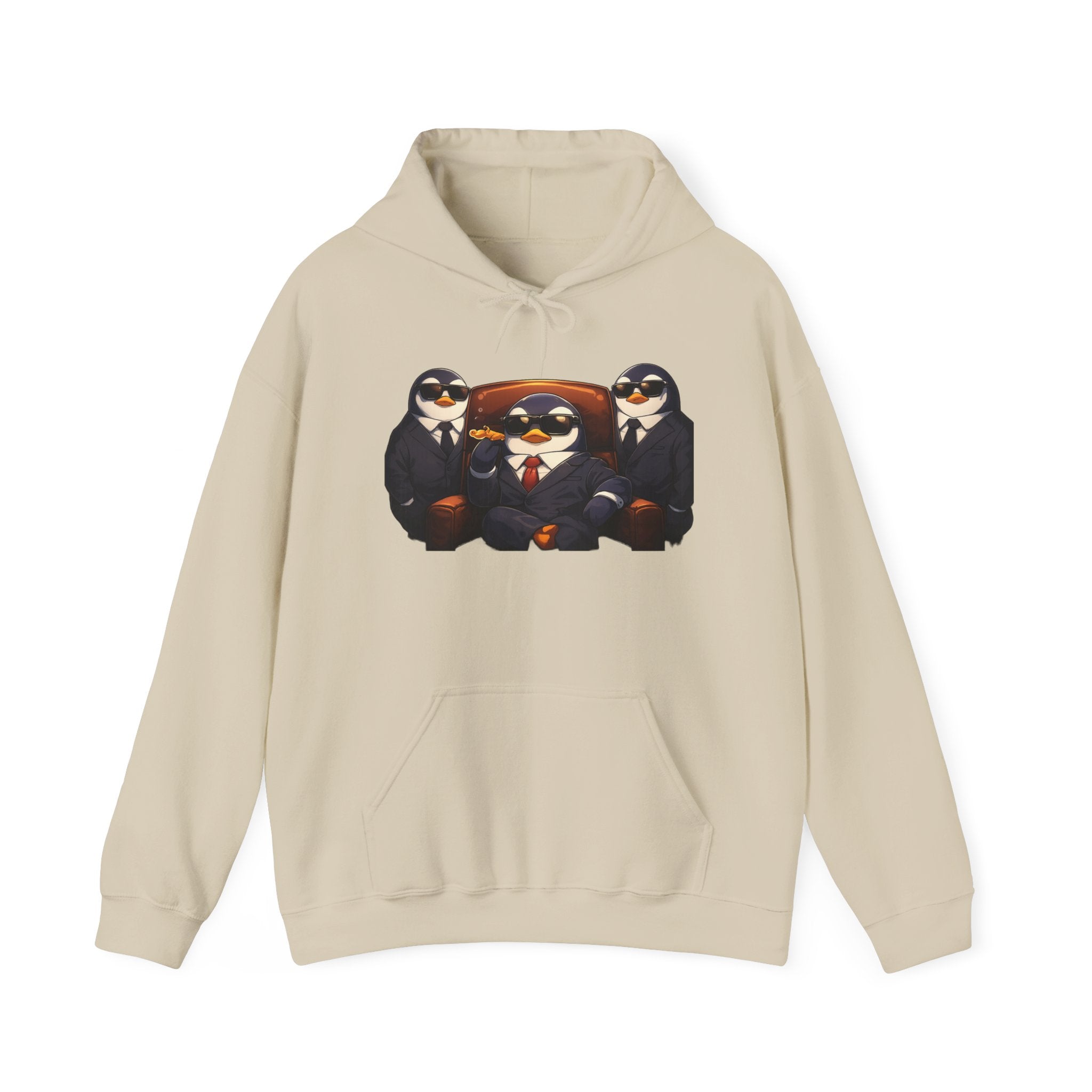 Penguin Mafia Boss Hoodie — Funny Godfather Penguins in Suits, Cigar & Bodyguards
