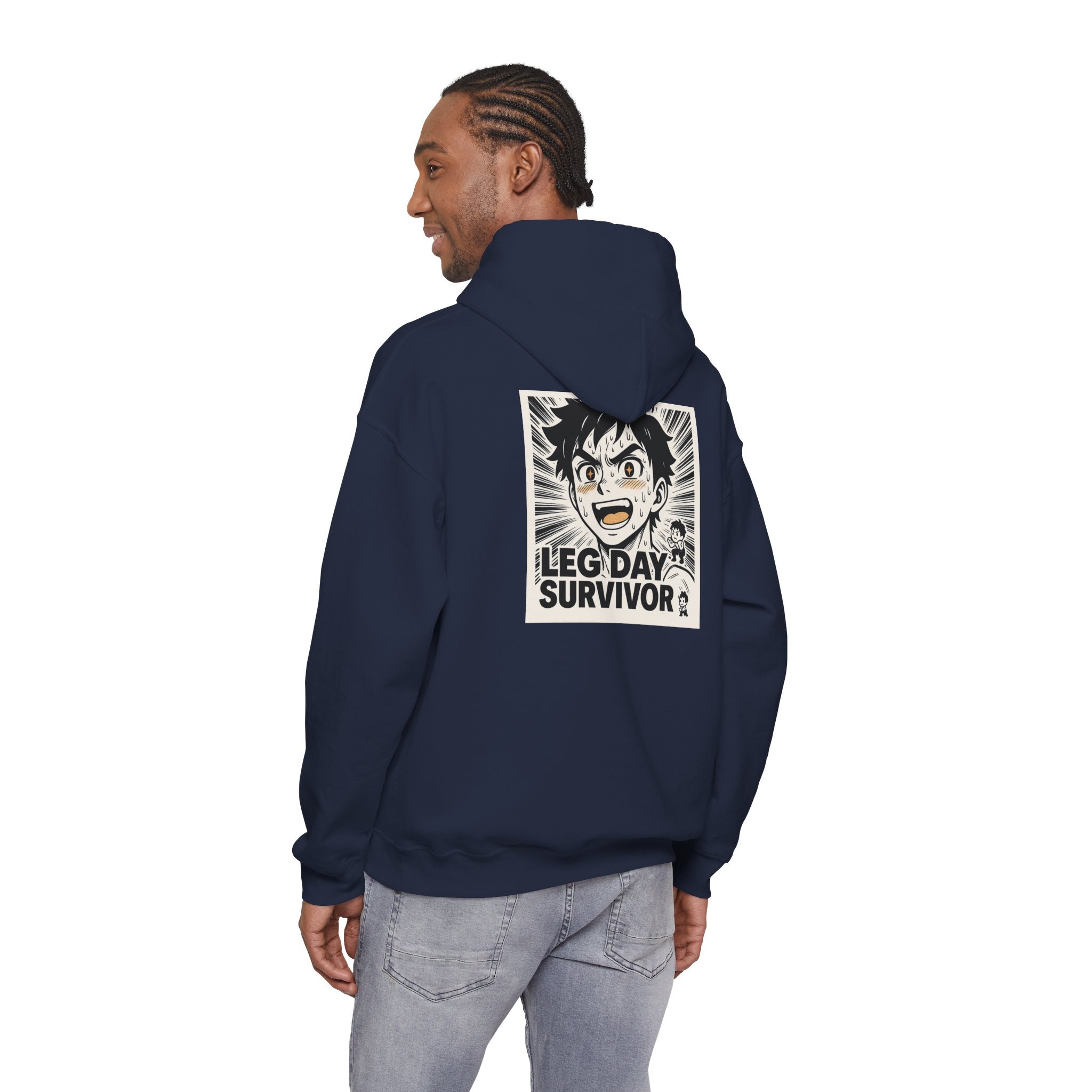Leg Day Survivor Men’s Hoodie - Funny Gym Workout Anime Fitness Hoodie