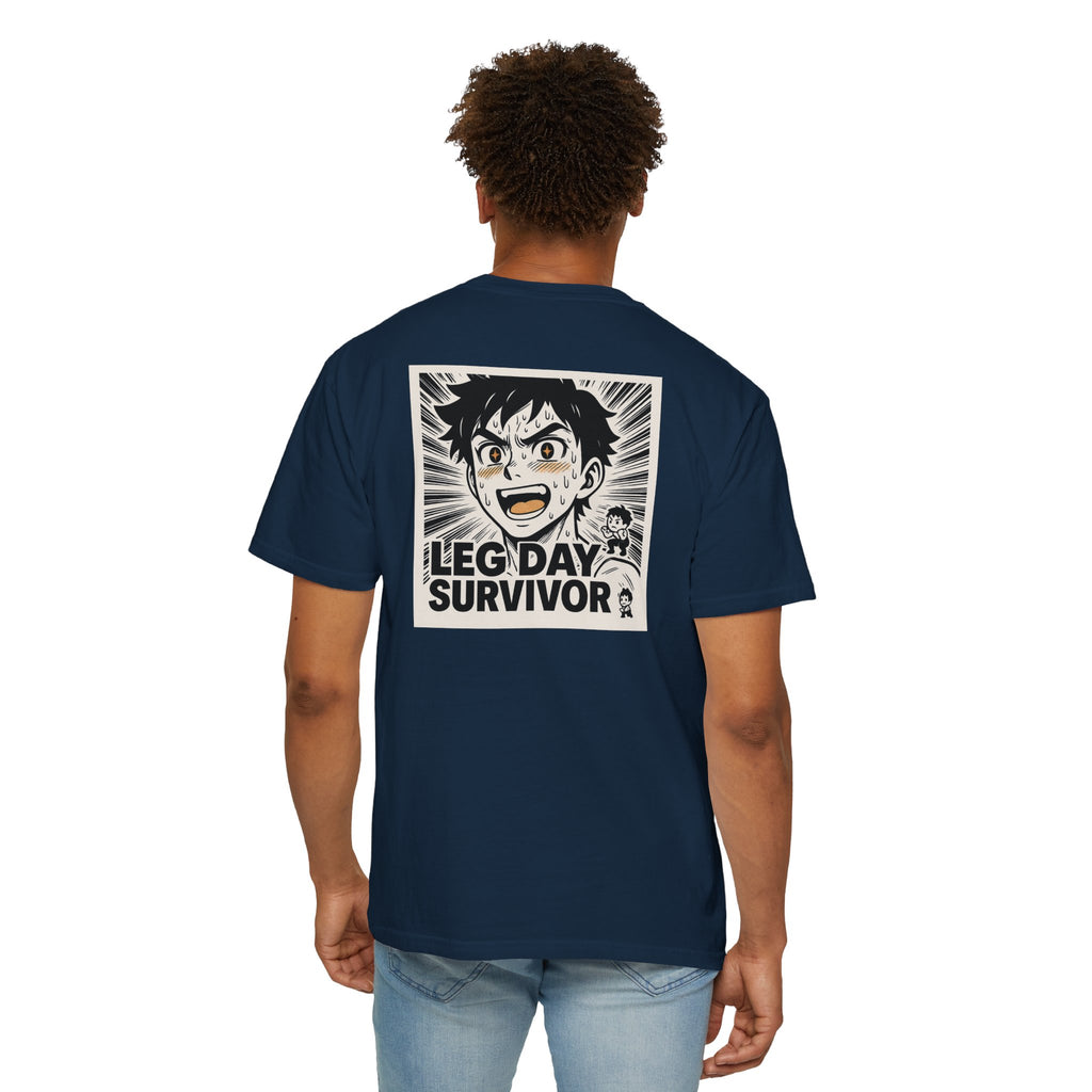 Leg Day Survivor Men’s Shirt - Funny Gym Workout Anime Fitness T-Shirt