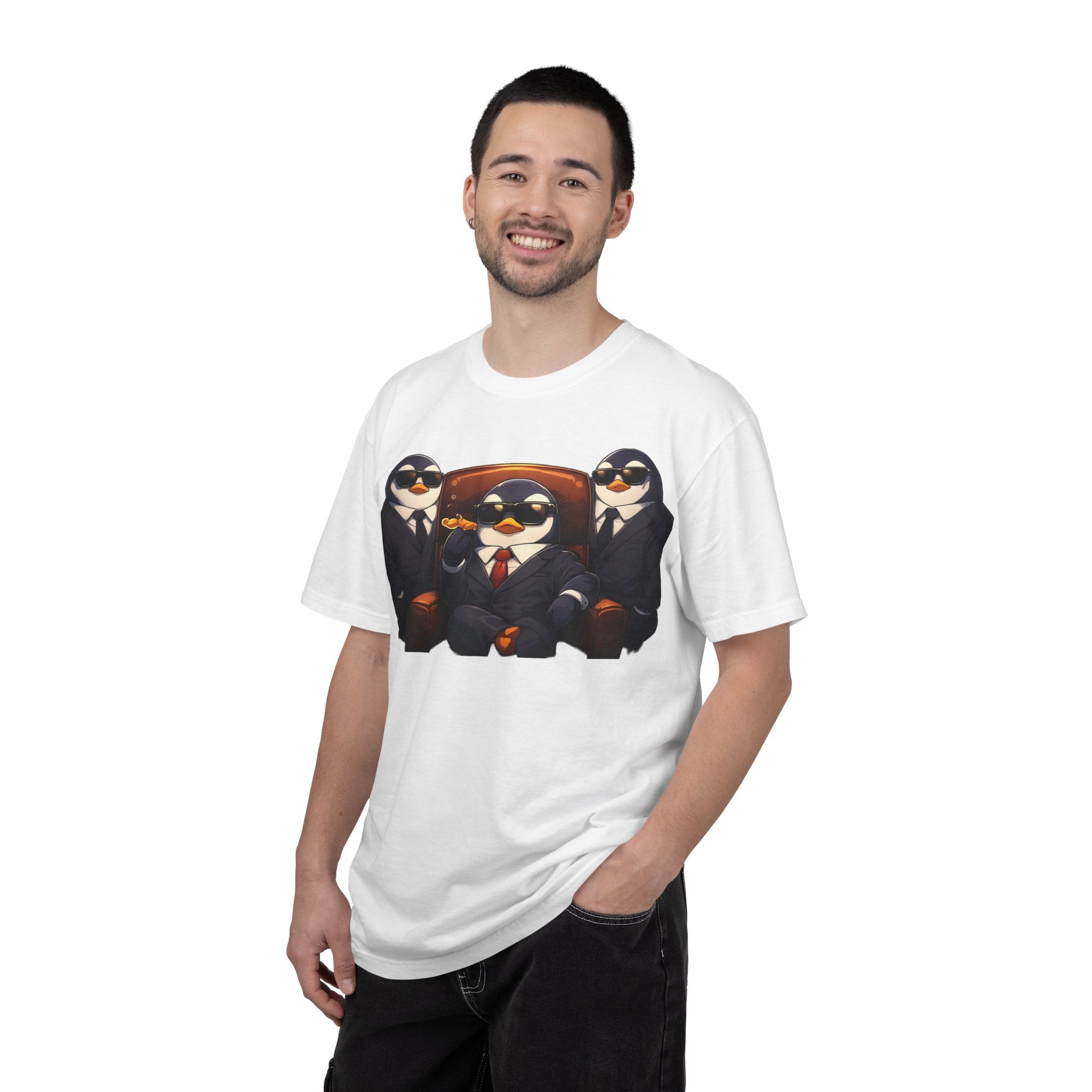 Penguin Mafia Boss T-Shirt — Funny Godfather Penguins in Suits, Cigar & Bodyguards