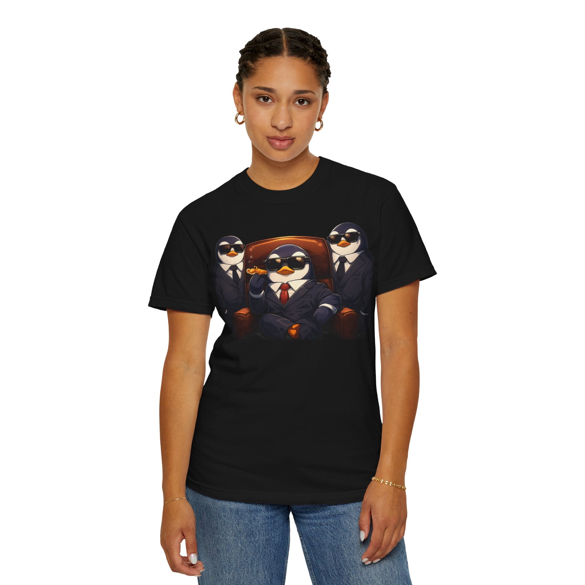 Penguin Mafia Boss T-Shirt — Funny Godfather Penguins in Suits, Cigar & Bodyguards