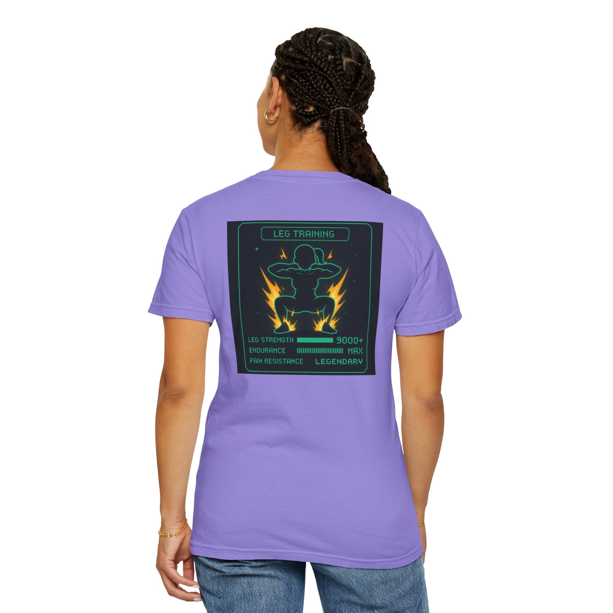 Women’s Gaming RPG Leg Day T-Shirt — "Leg Training Stats 9000+"