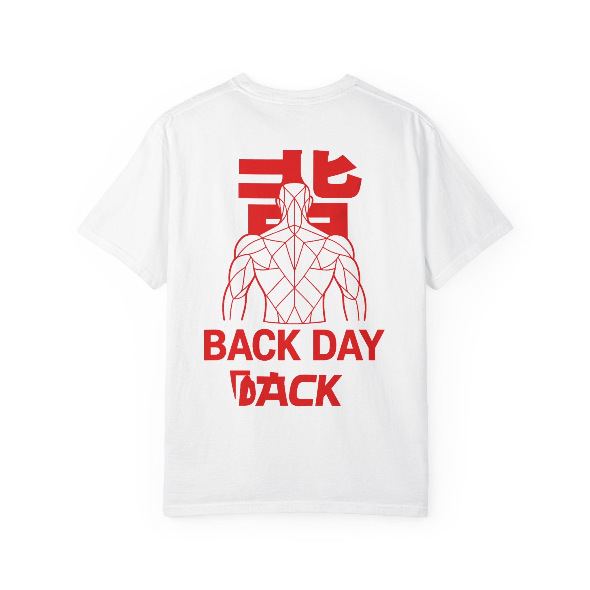 Back Day Attack Geometric Muscle Anatomy T-Shirt — "北" (Back) Gym Tee Red