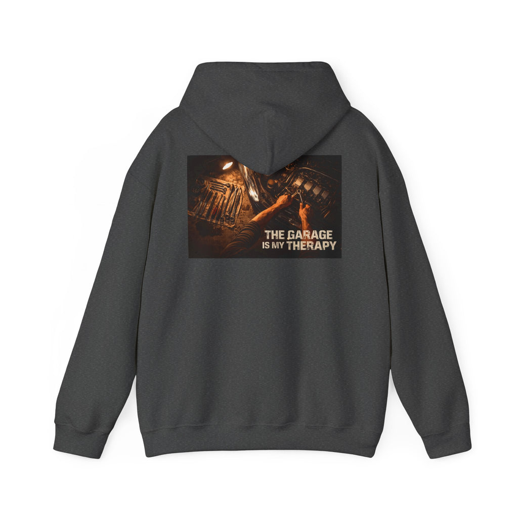 The Garage Is My Therapy Hoodie - Mechanic Car Enthusiast Gift Version 2
