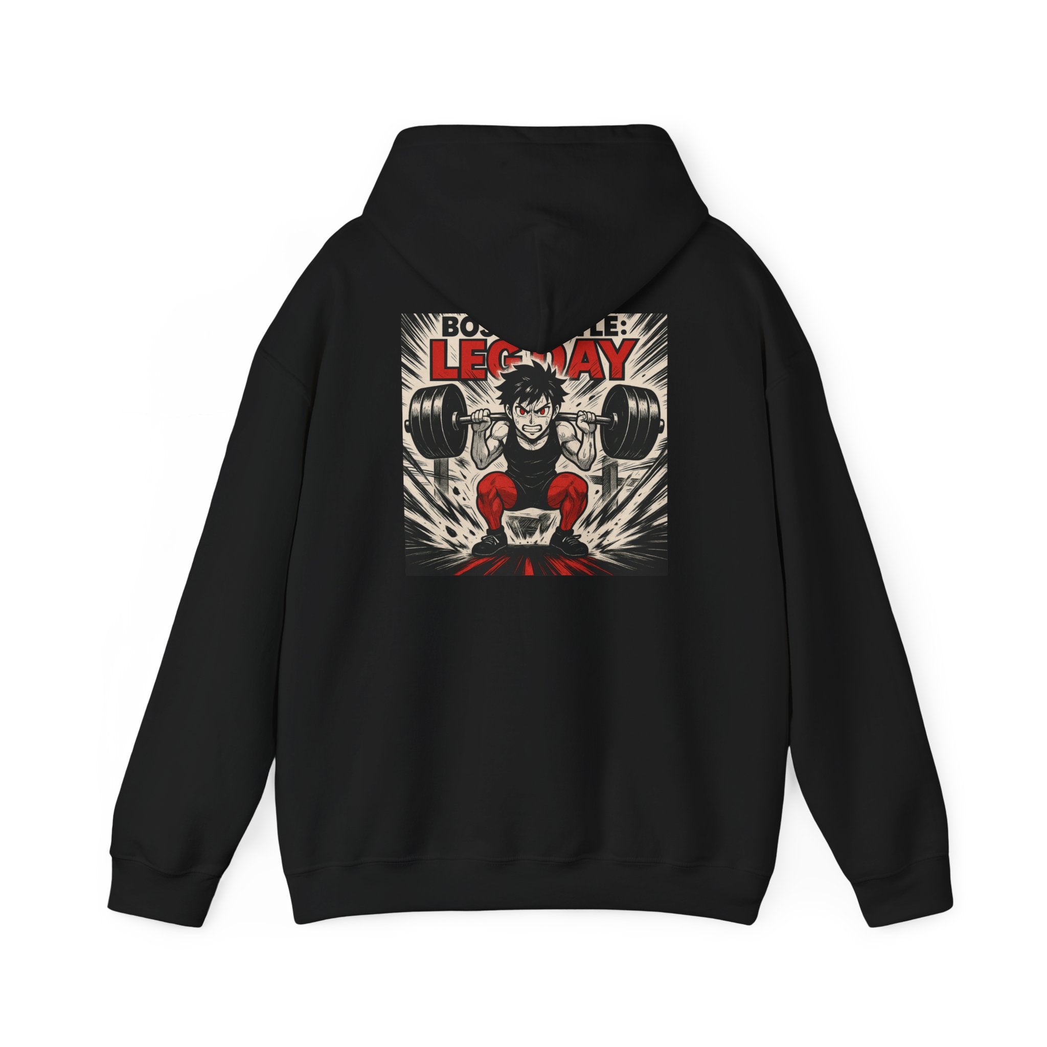 Boss Battle: Leg Day Hoodie — Anime Gym Male Lifter Sweatshirt