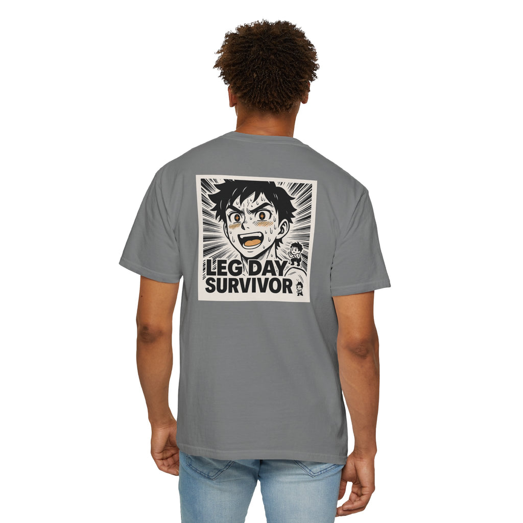 Leg Day Survivor Men’s Shirt - Funny Gym Workout Anime Fitness T-Shirt