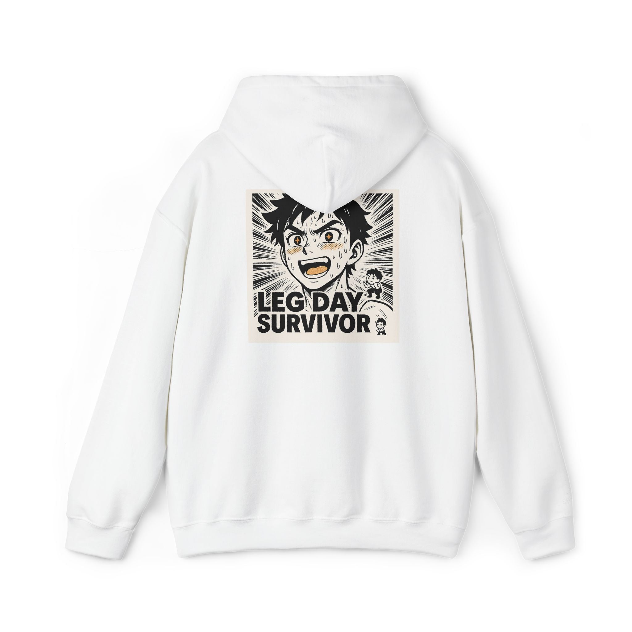 Leg Day Survivor Men’s Hoodie - Funny Gym Workout Anime Fitness Hoodie