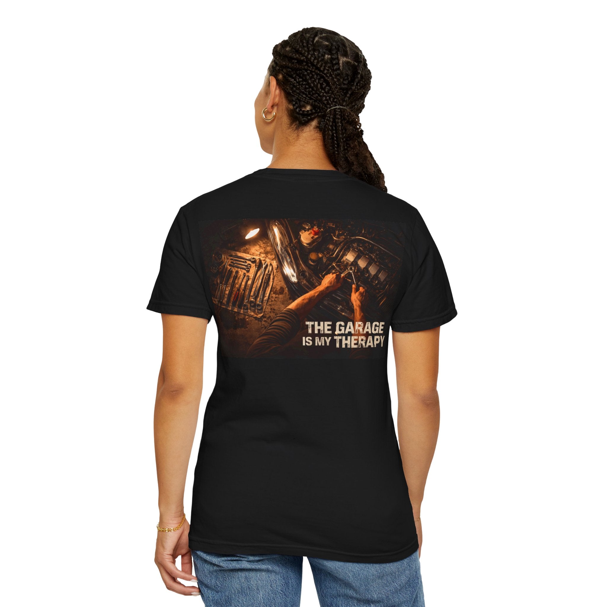 The Garage Is My Therapy T-Shirt - Mechanic Car Enthusiast Gift Version 2