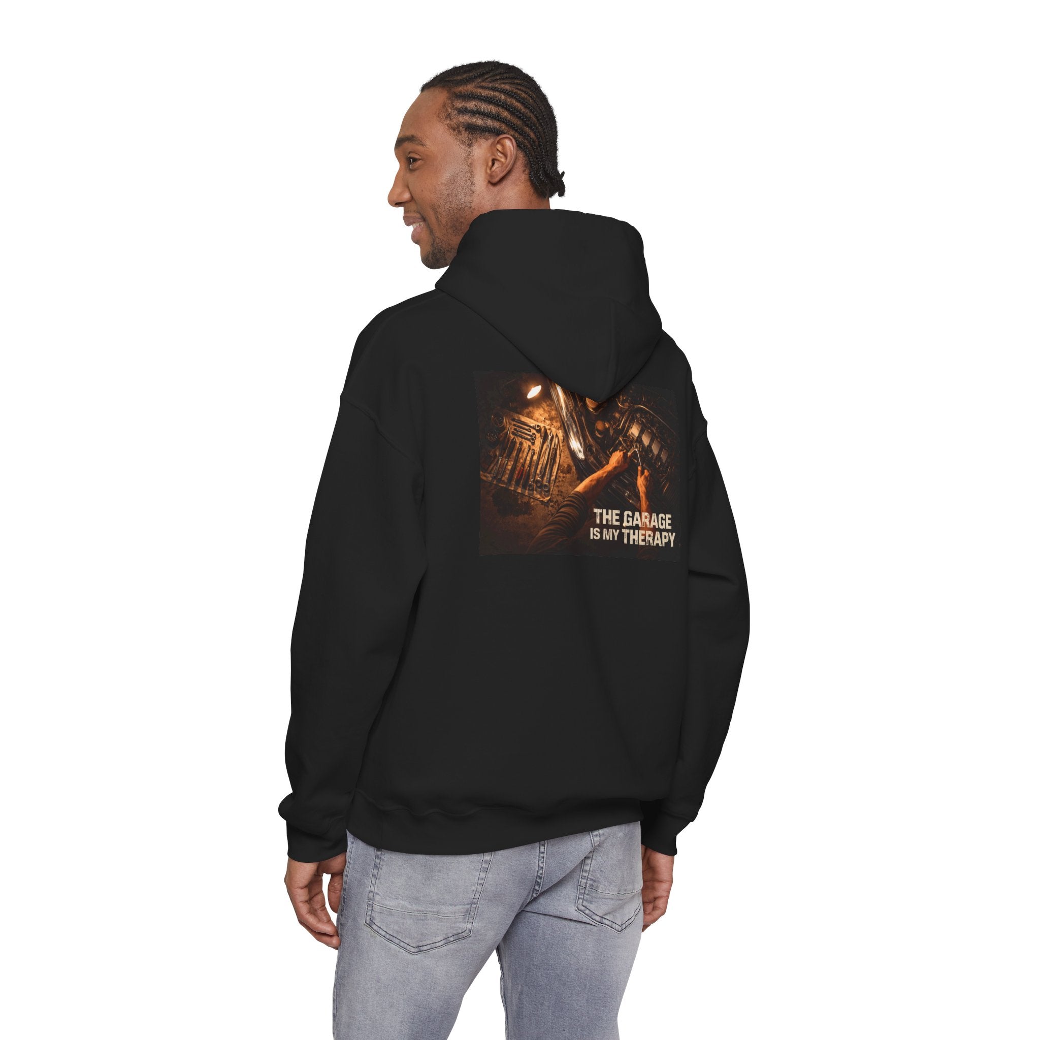 The Garage Is My Therapy Hoodie - Mechanic Car Enthusiast Gift Version 2