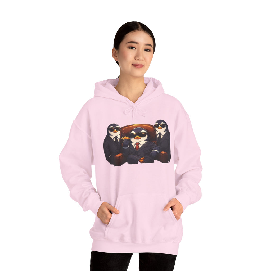 Penguin Mafia Boss Hoodie — Funny Godfather Penguins in Suits, Cigar & Bodyguards