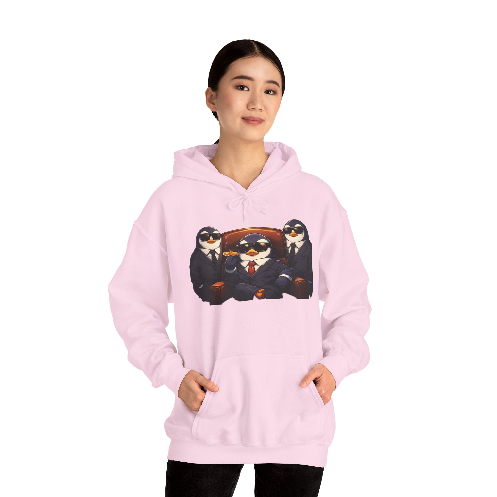 Penguin Mafia Boss Hoodie — Funny Godfather Penguins in Suits, Cigar & Bodyguards