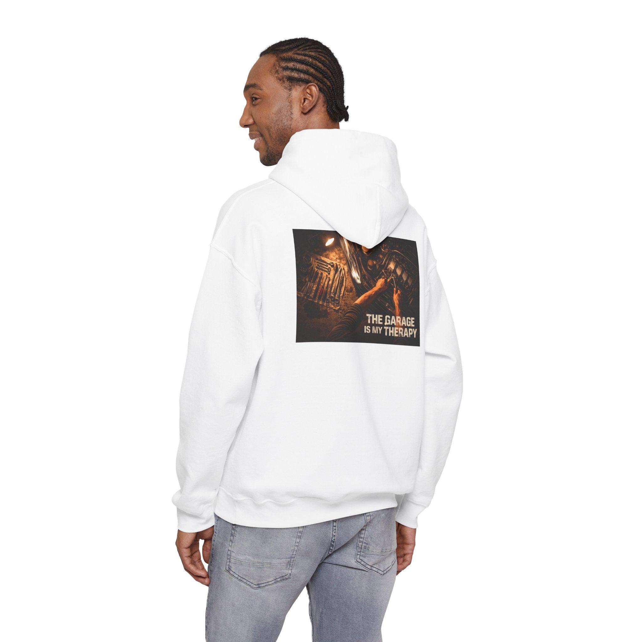 The Garage Is My Therapy Hoodie - Mechanic Car Enthusiast Gift Version 2