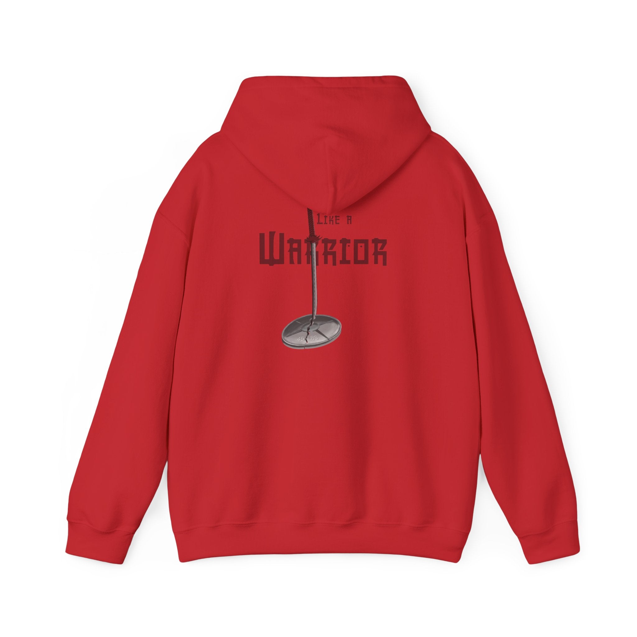 Train Like a Warrior Hoodie — Katana & 45lb Weight Gym Motivation