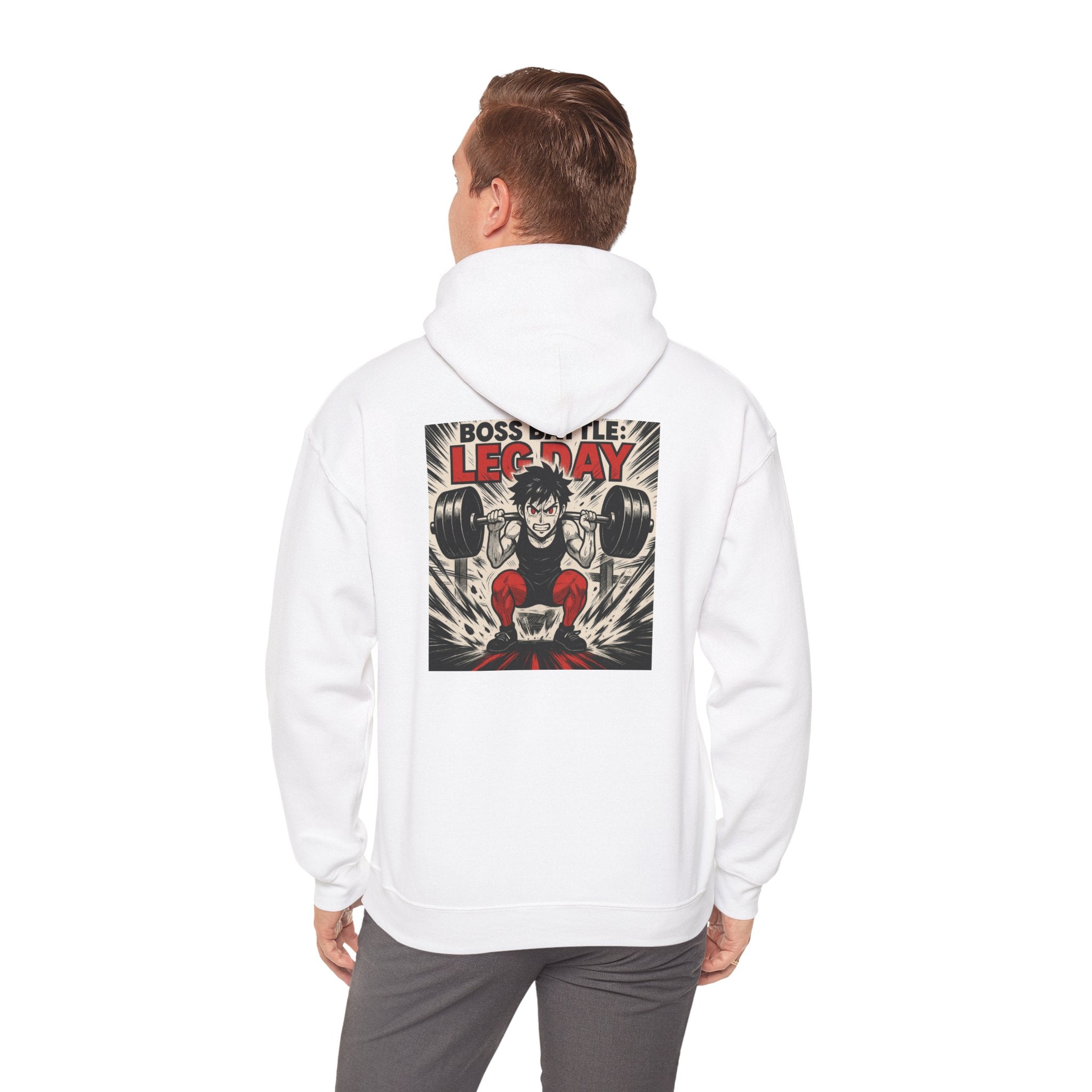 Boss Battle: Leg Day Hoodie — Anime Gym Male Lifter Sweatshirt