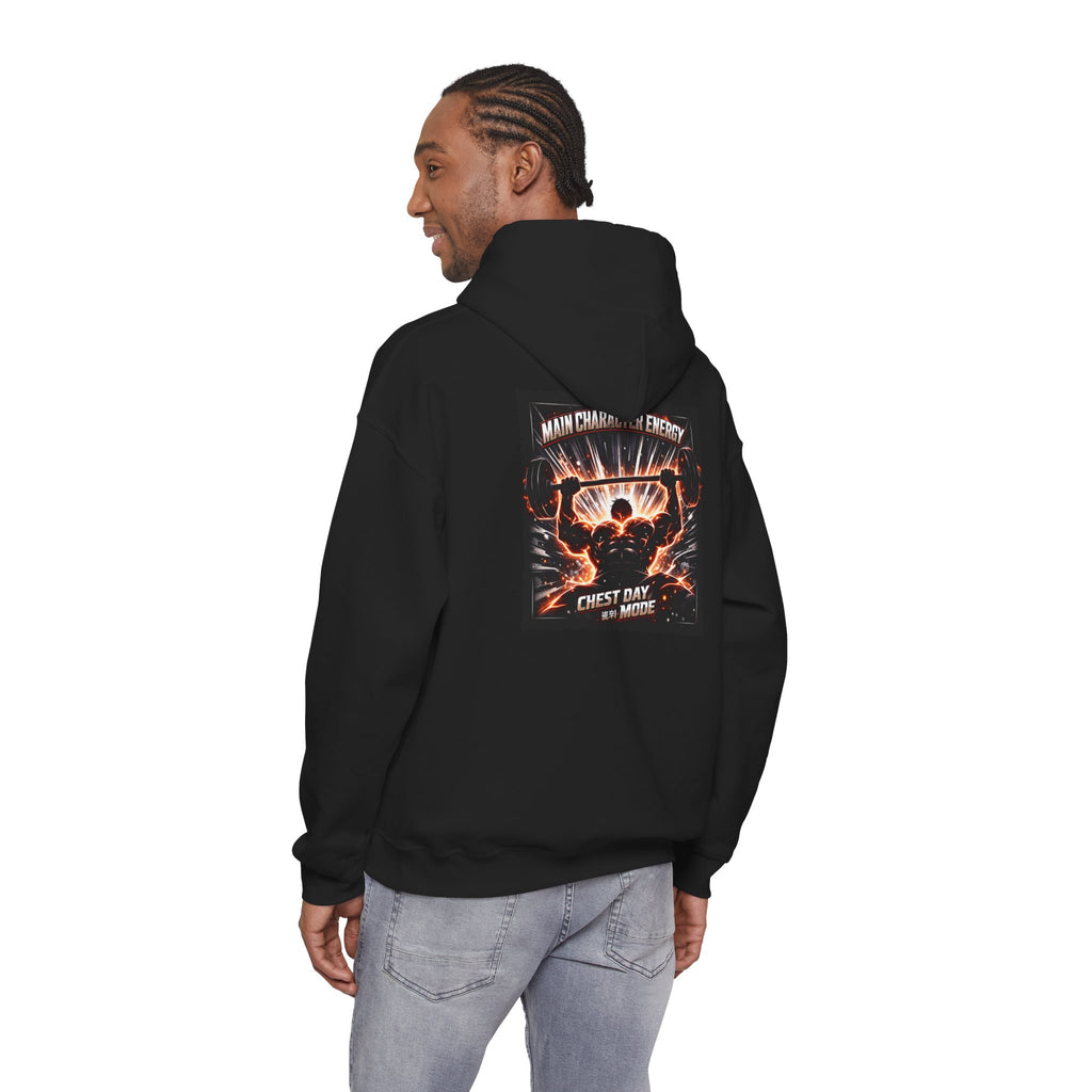 Main Character Energy Chest Day Men’s Hoodie - Anime Gym Fitness Apparel