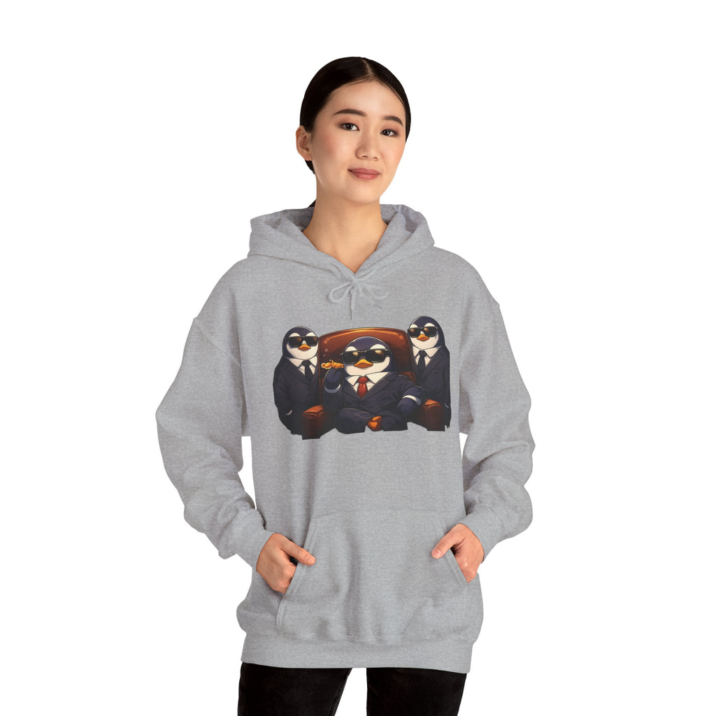 Penguin Mafia Boss Hoodie — Funny Godfather Penguins in Suits, Cigar & Bodyguards