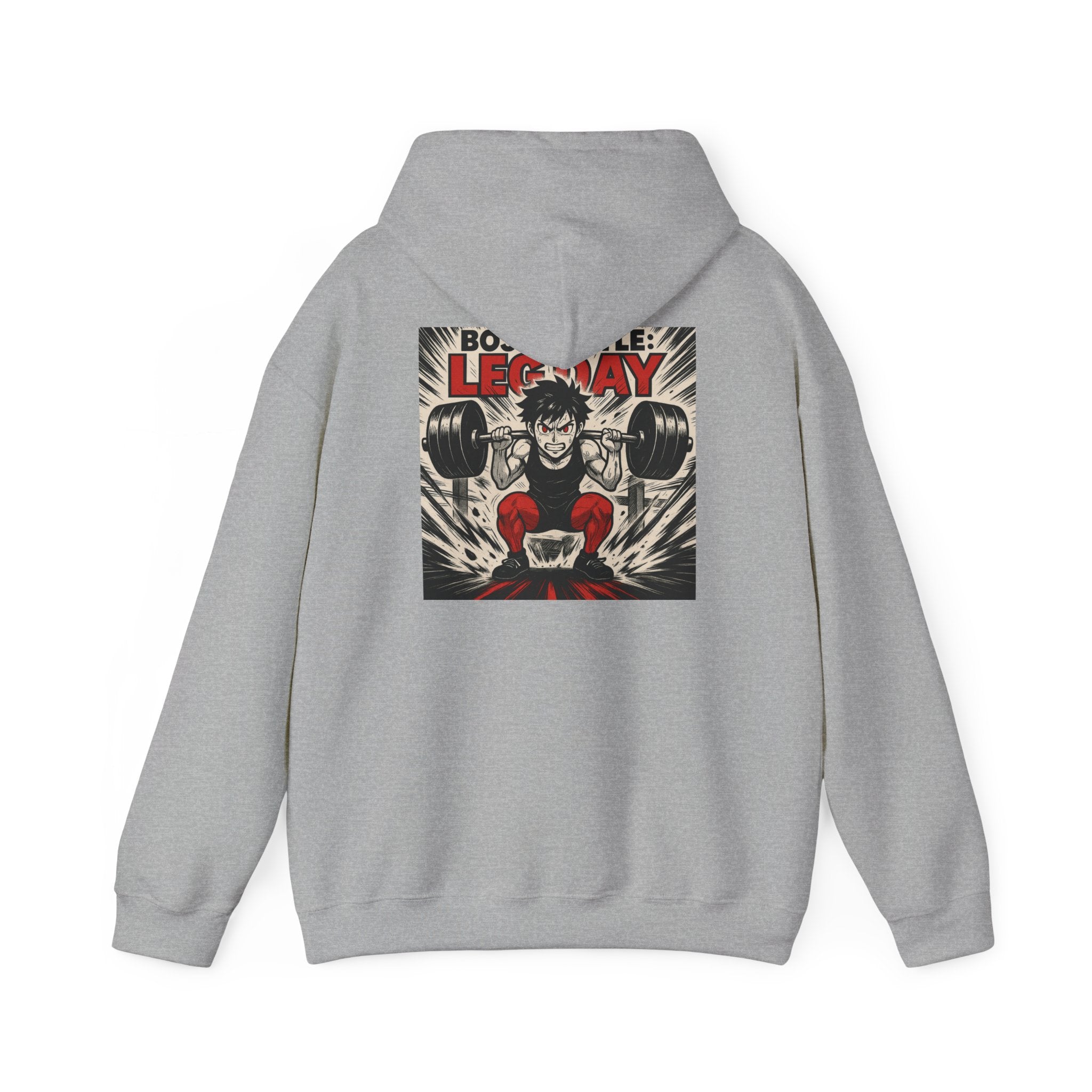Boss Battle: Leg Day Hoodie — Anime Gym Male Lifter Sweatshirt