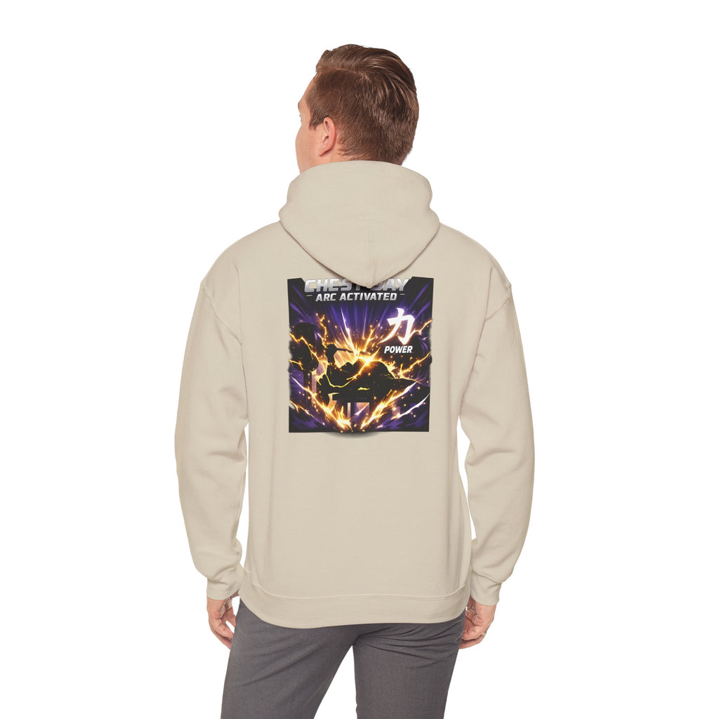 Chest Day Arc Activated Men’s Hoodie — Power (力) Gym Motivation