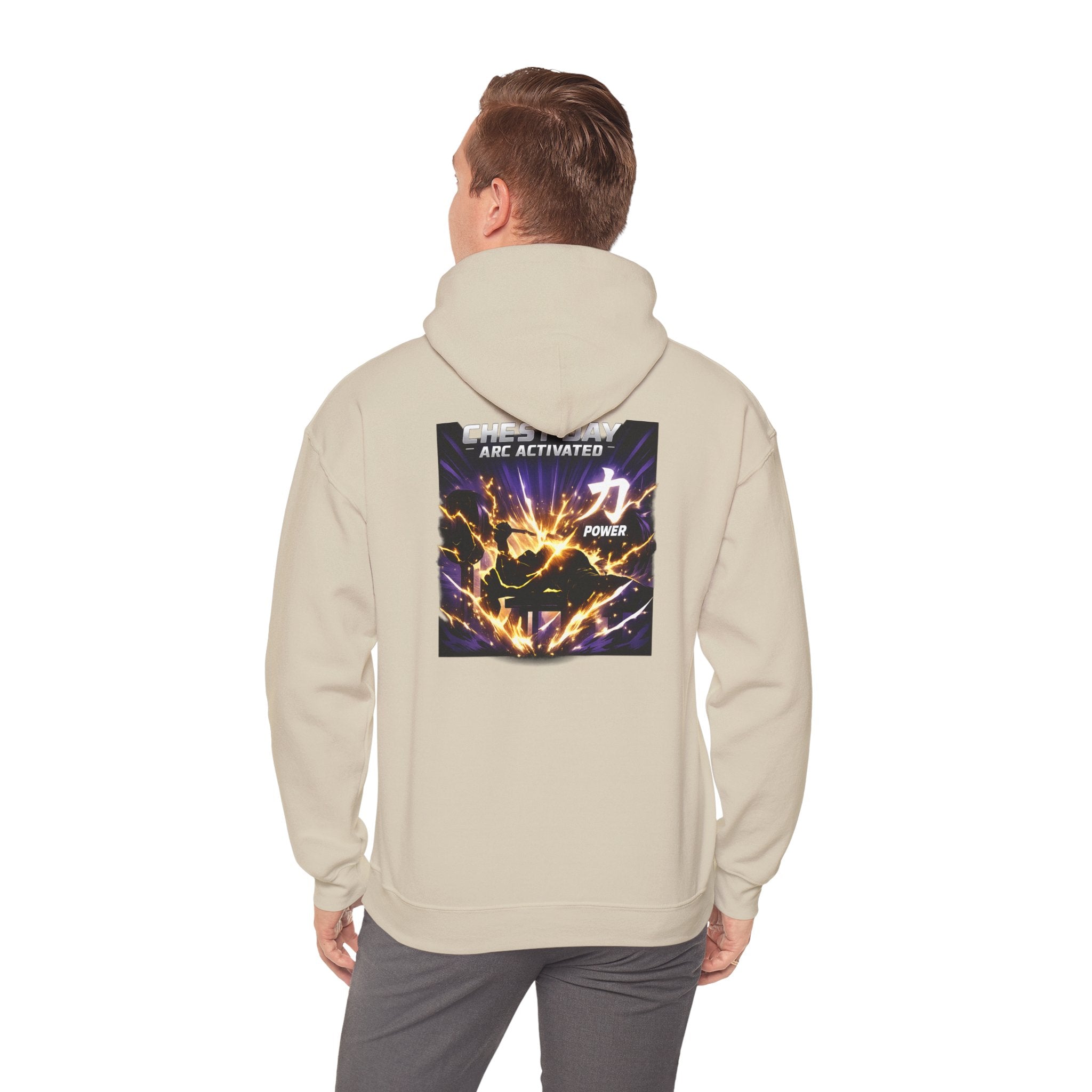 Chest Day Arc Activated Men’s Hoodie — Power (力) Gym Motivation