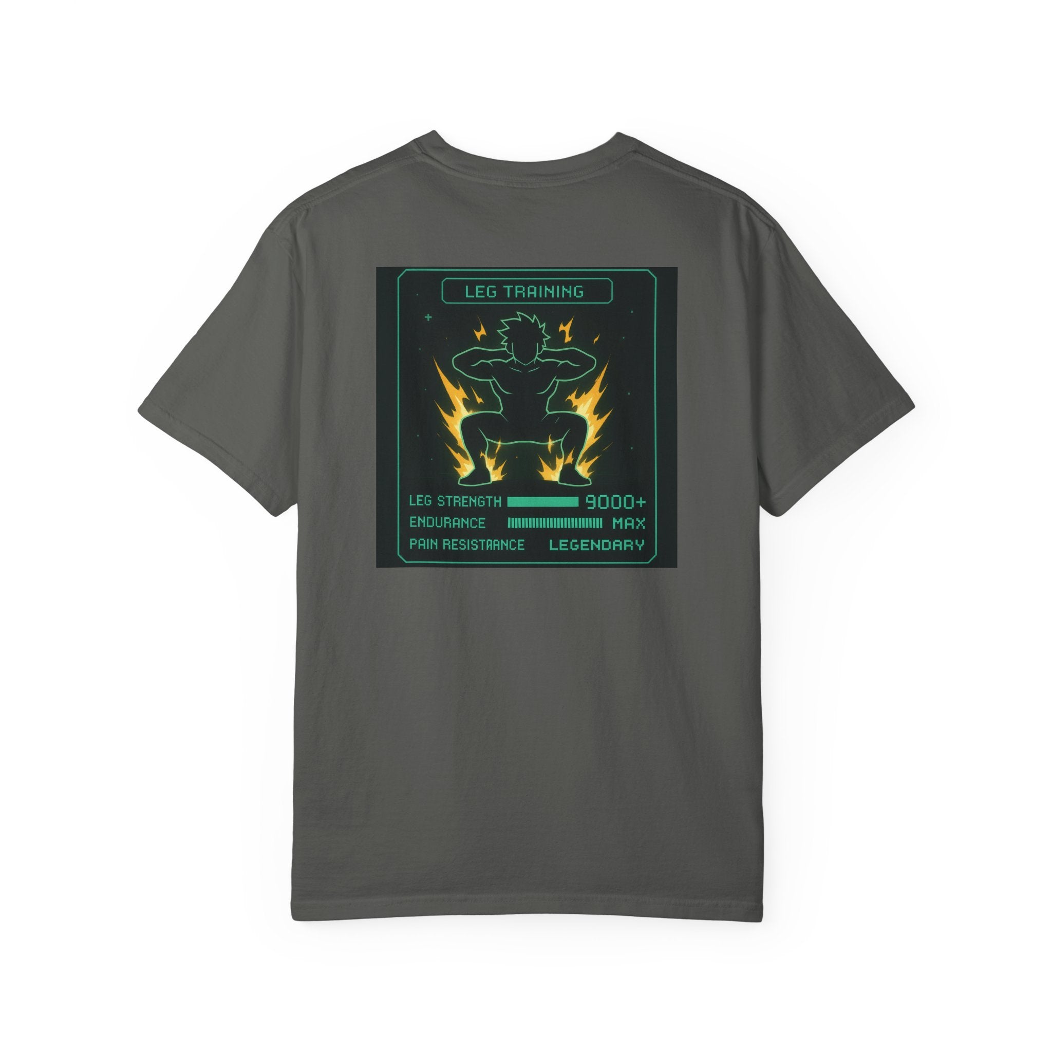 Leg Training Stats 9000+ T-Shirt — Men’s RPG Gaming Gym Leg Day Motivation