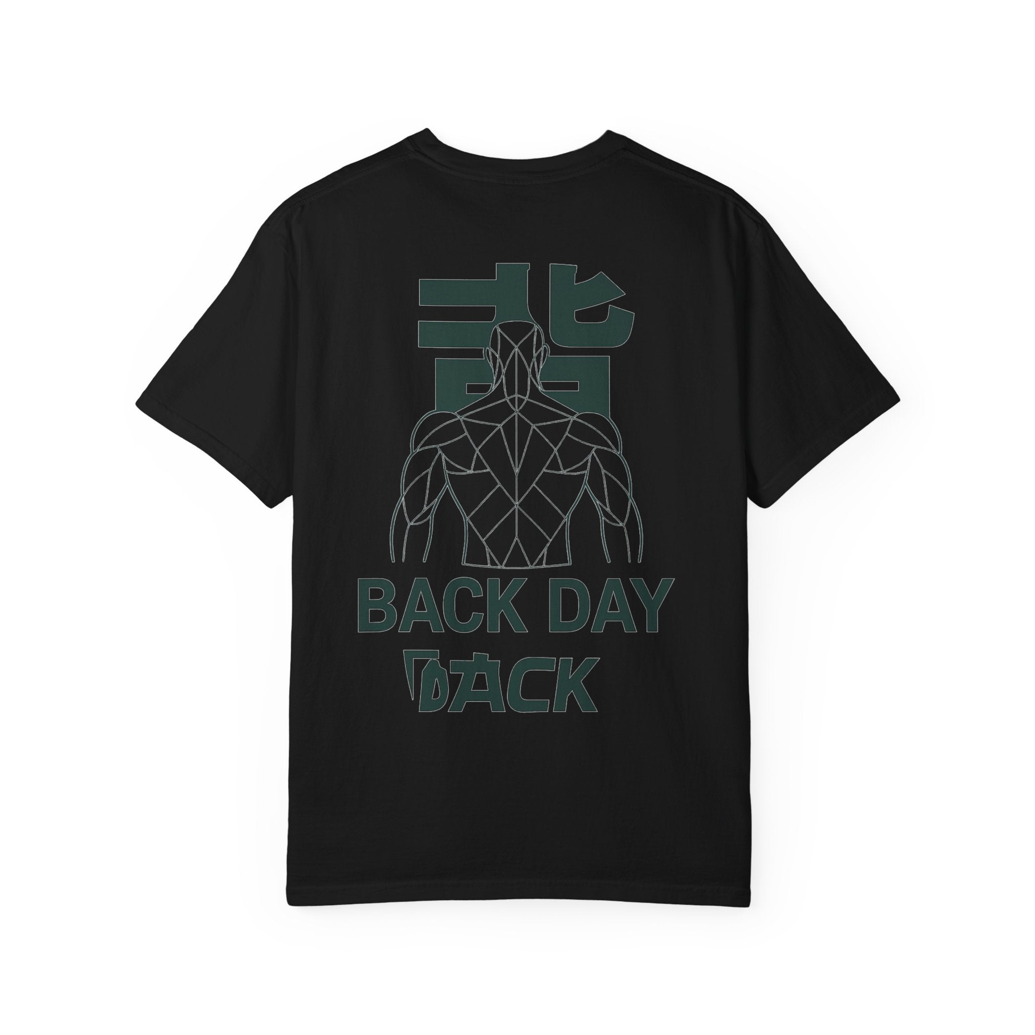 Back Day Attack Geometric Muscle Anatomy T-Shirt — '北' Back Training Gym Tee Green