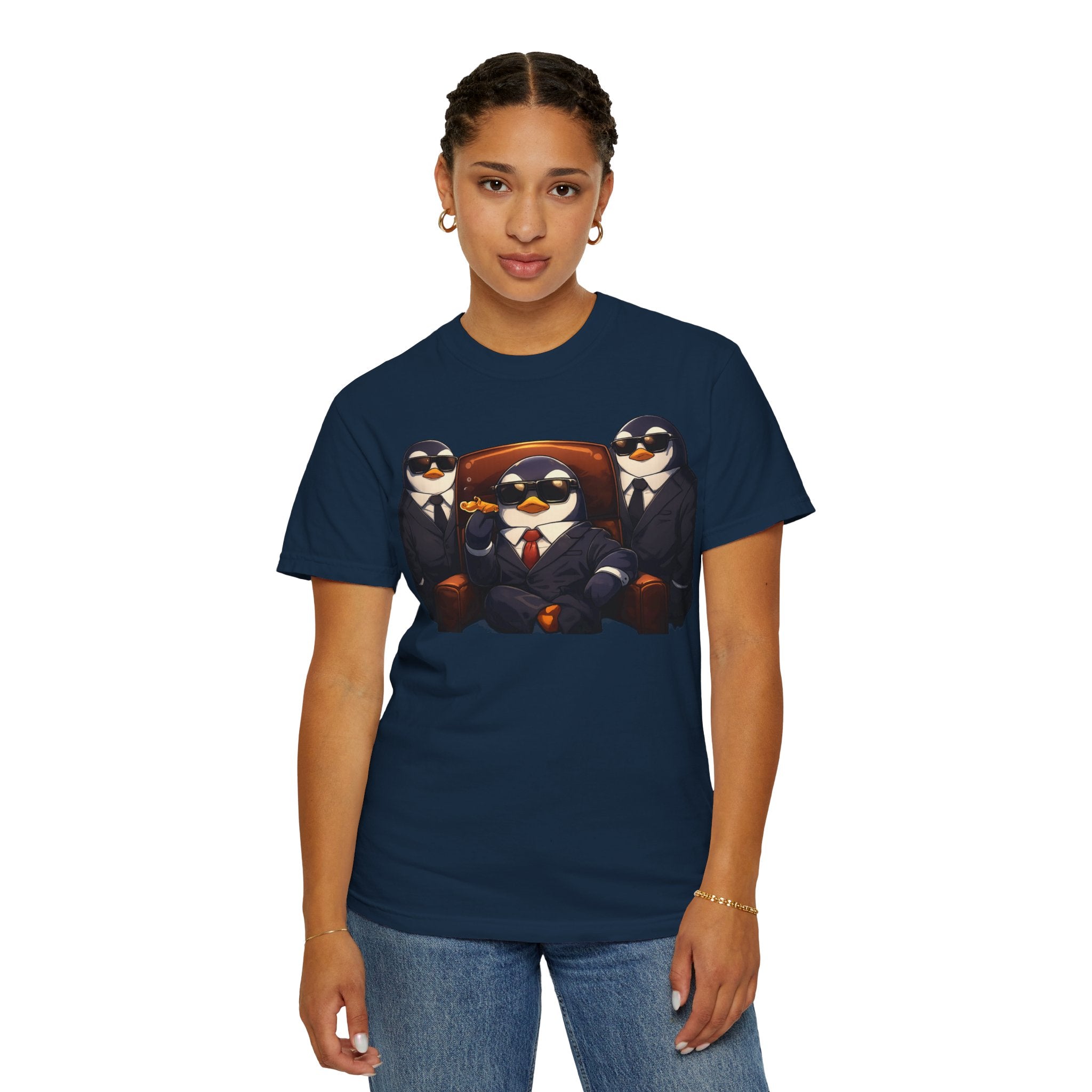 Penguin Mafia Boss T-Shirt — Funny Godfather Penguins in Suits, Cigar & Bodyguards