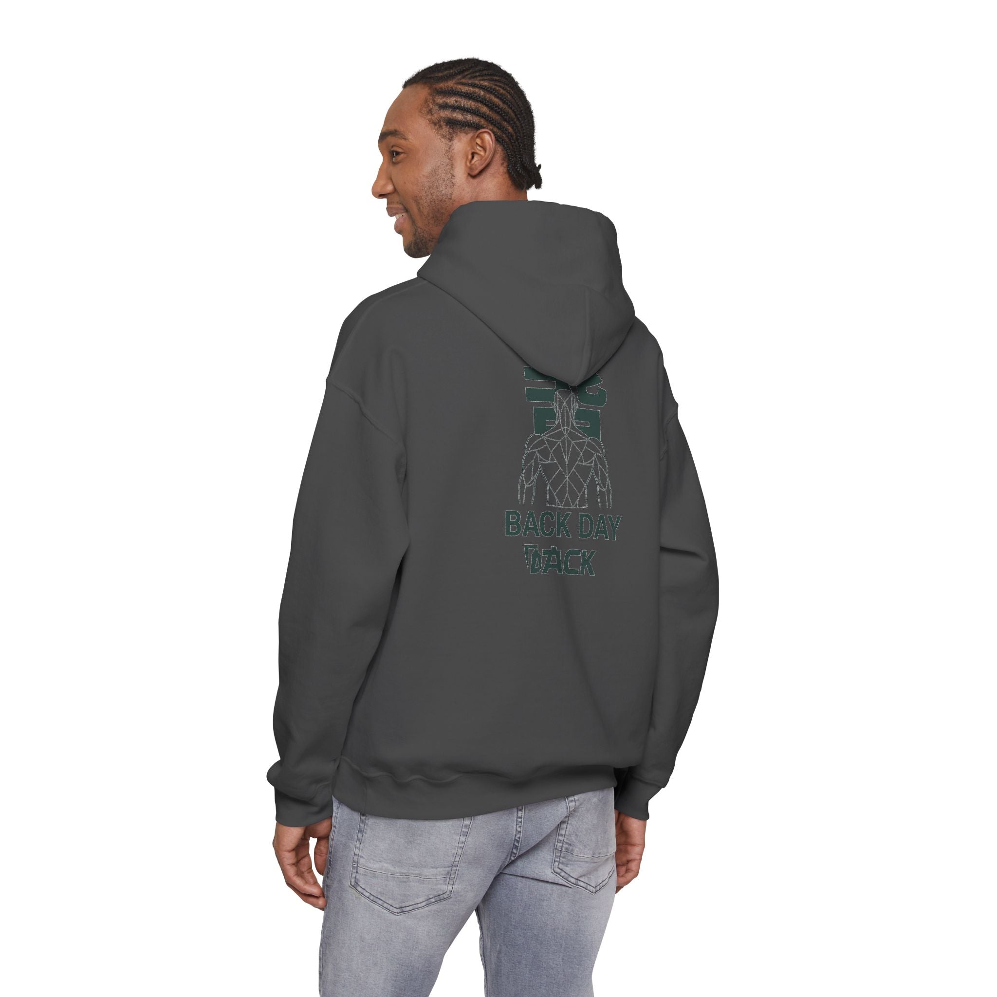 Back Day Attack Geometric Muscle Anatomy Hoodie — "北" Back Training Motivation Green