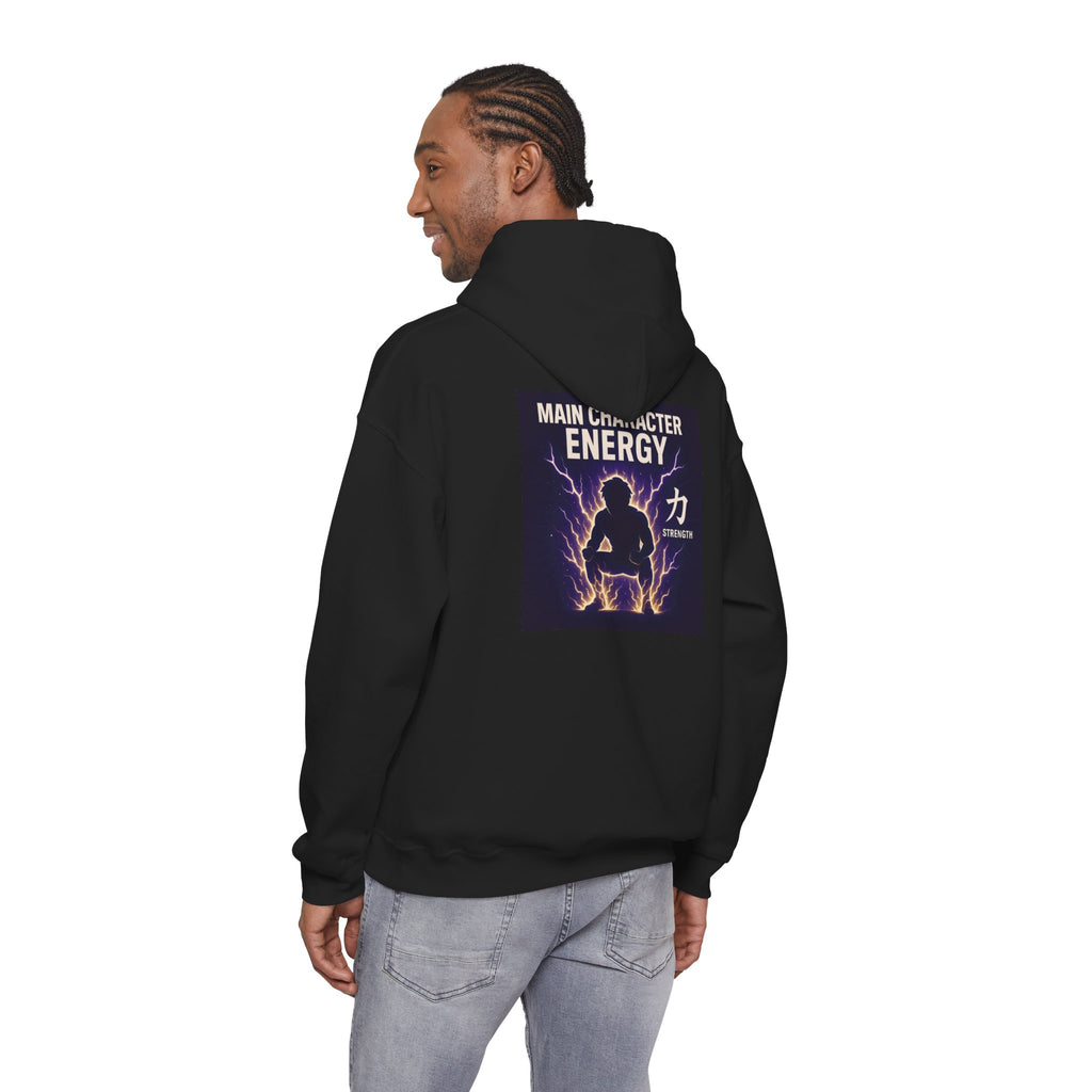 Main Character Energy Hoodie — Men's Anime Gym Strength (力)