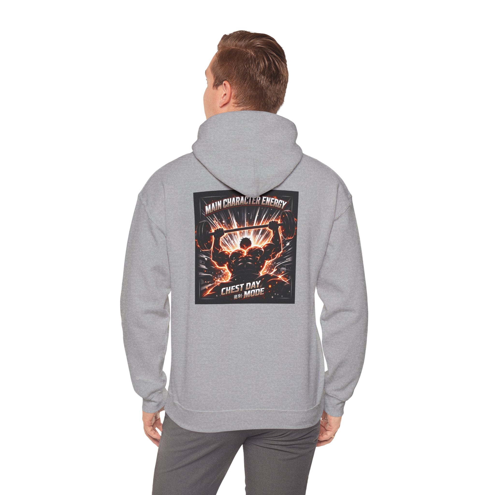Main Character Energy Chest Day Men’s Hoodie - Anime Gym Fitness Apparel