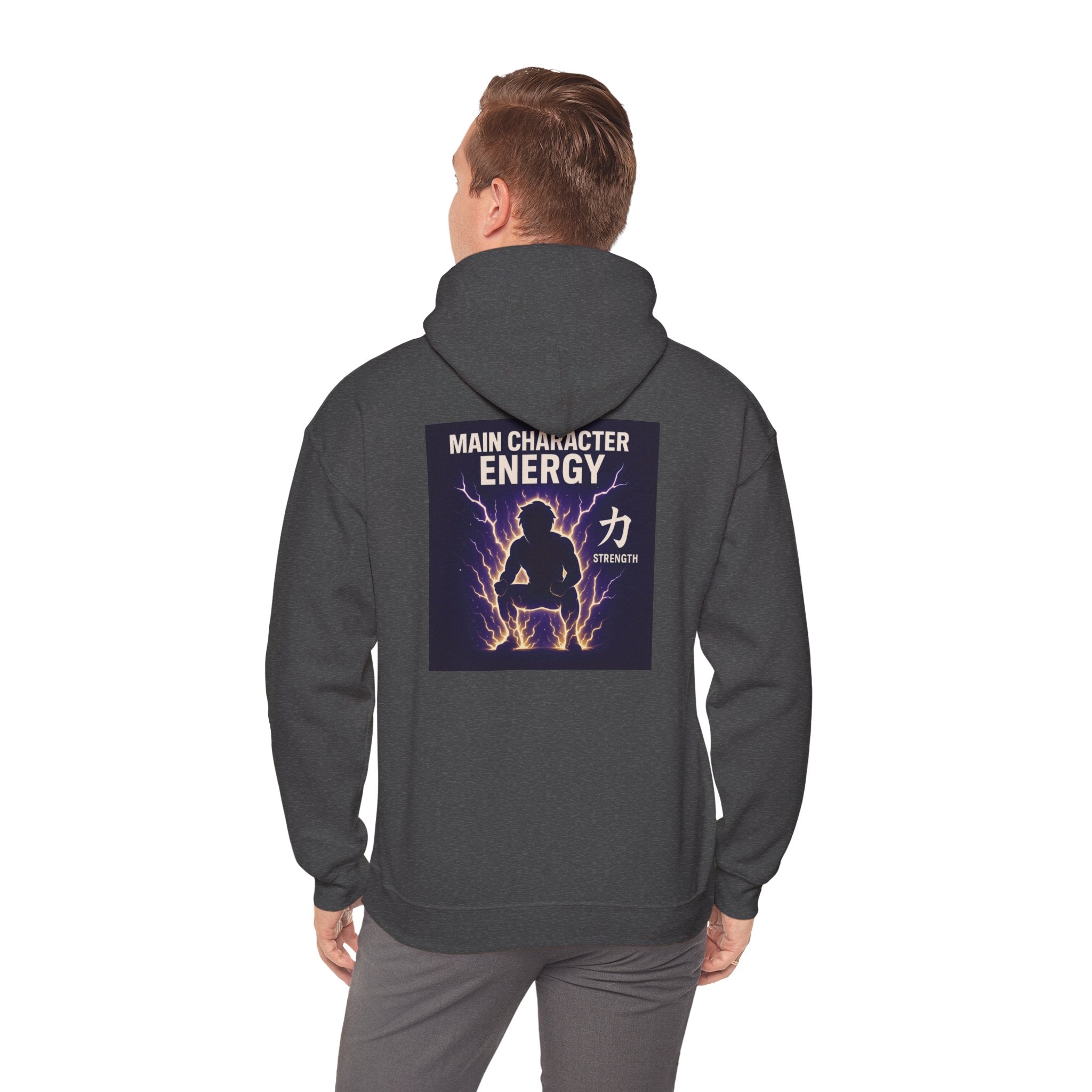 Main Character Energy Hoodie — Men's Anime Gym Strength (力)