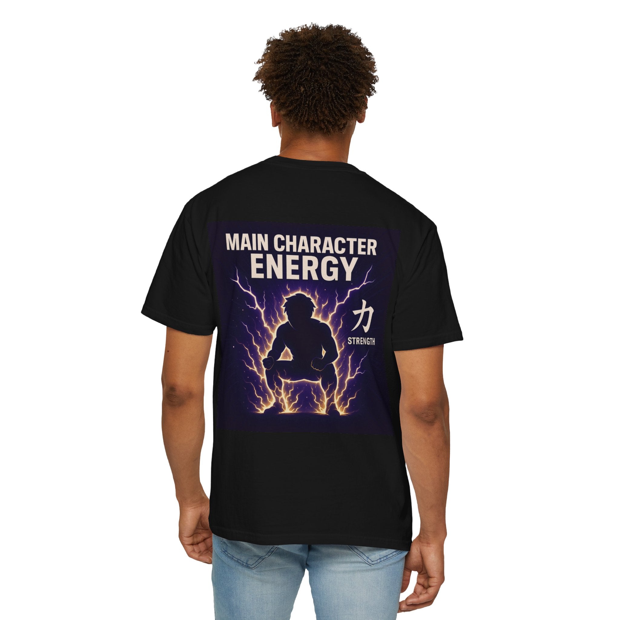 Main Character Energy Strength Kanji T-Shirt — Men’s Anime Gym Motivation