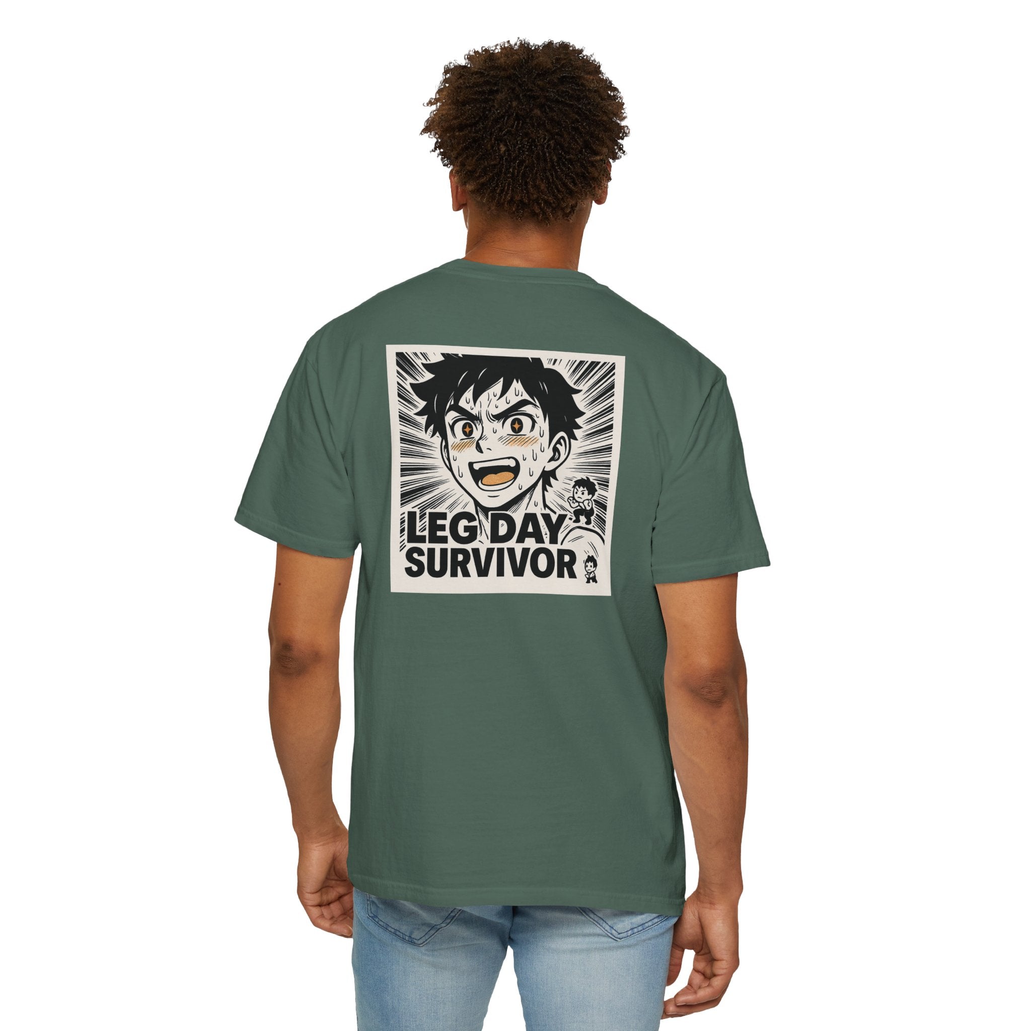Leg Day Survivor Men’s Shirt - Funny Gym Workout Anime Fitness T-Shirt