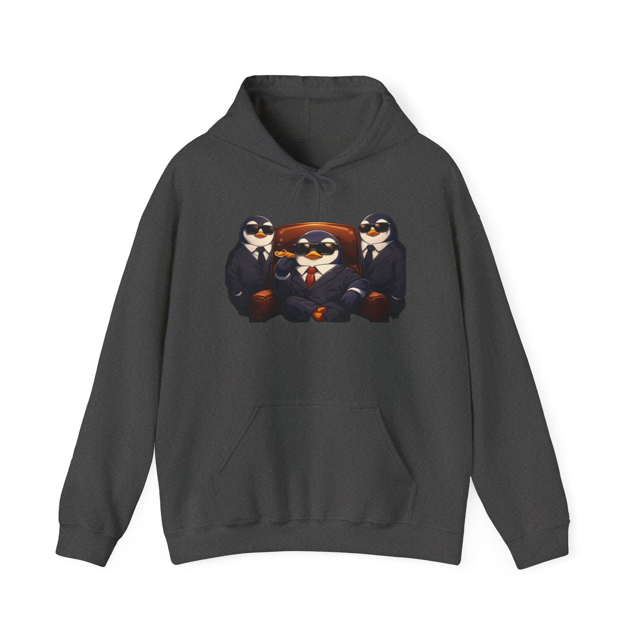 Penguin Mafia Boss Hoodie — Funny Godfather Penguins in Suits, Cigar & Bodyguards
