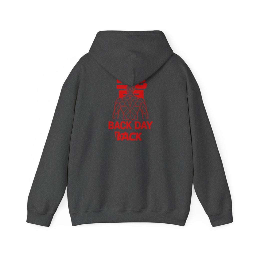 Back Day Attack Geometric Muscle Hoodie — 北 (Back) Low-Poly Anatomy Red