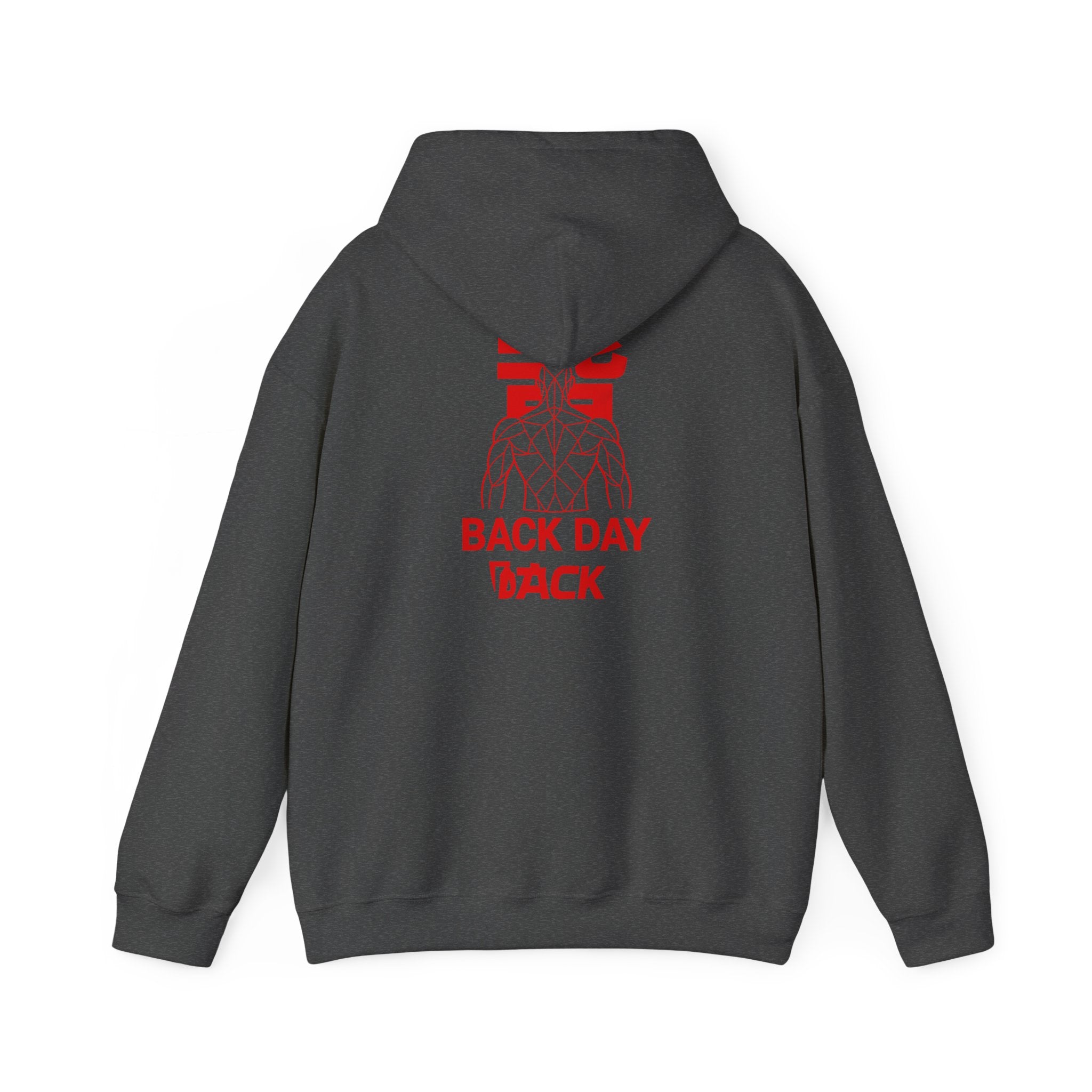 Back Day Attack Geometric Muscle Hoodie — 北 (Back) Low-Poly Anatomy Red