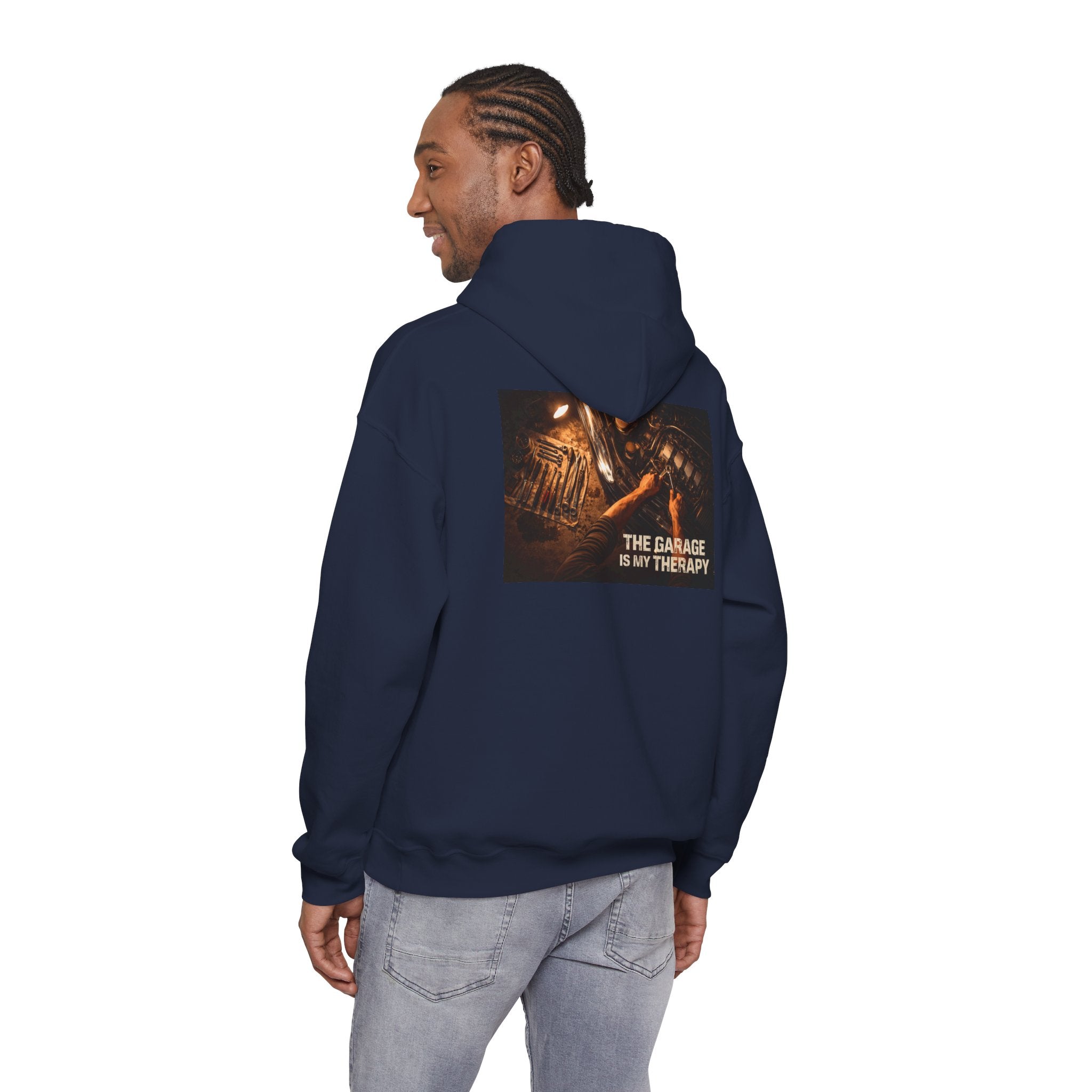 The Garage Is My Therapy Hoodie - Mechanic Car Enthusiast Gift Version 2