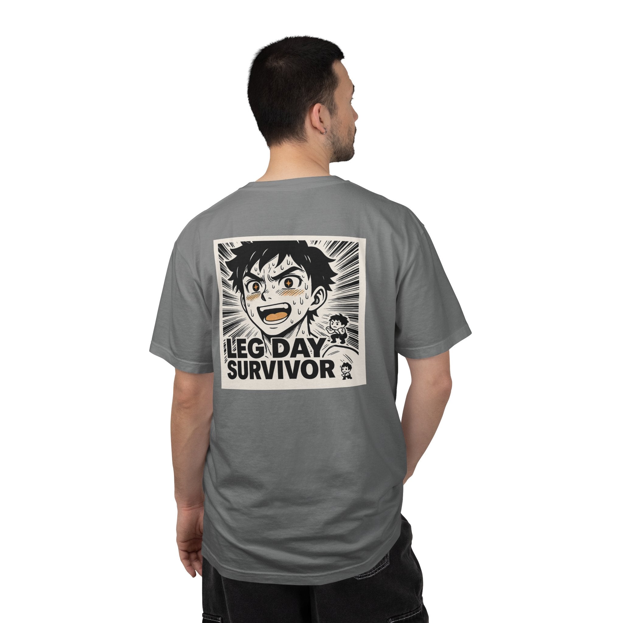 Leg Day Survivor Men’s Shirt - Funny Gym Workout Anime Fitness T-Shirt