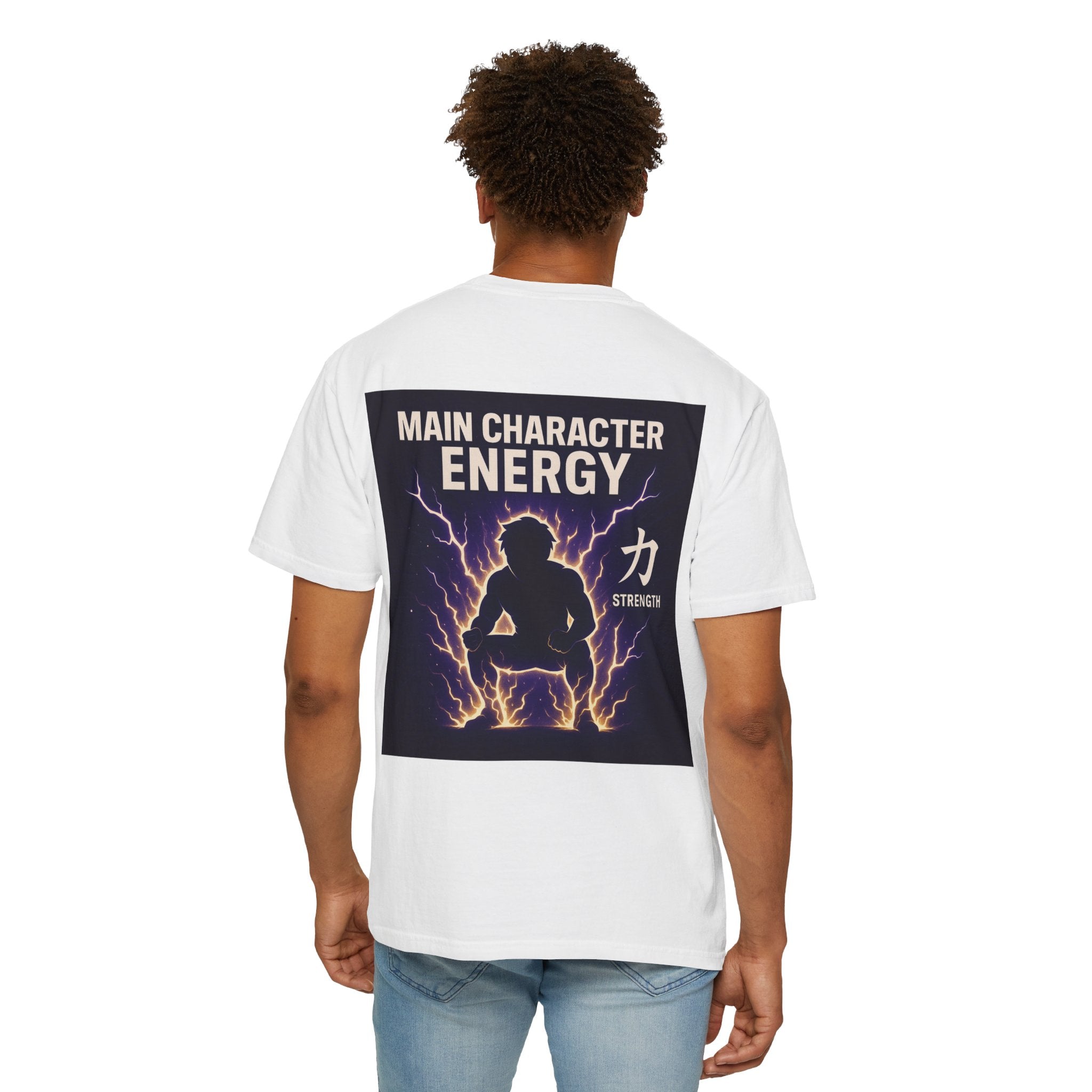 Main Character Energy Strength Kanji T-Shirt — Men’s Anime Gym Motivation