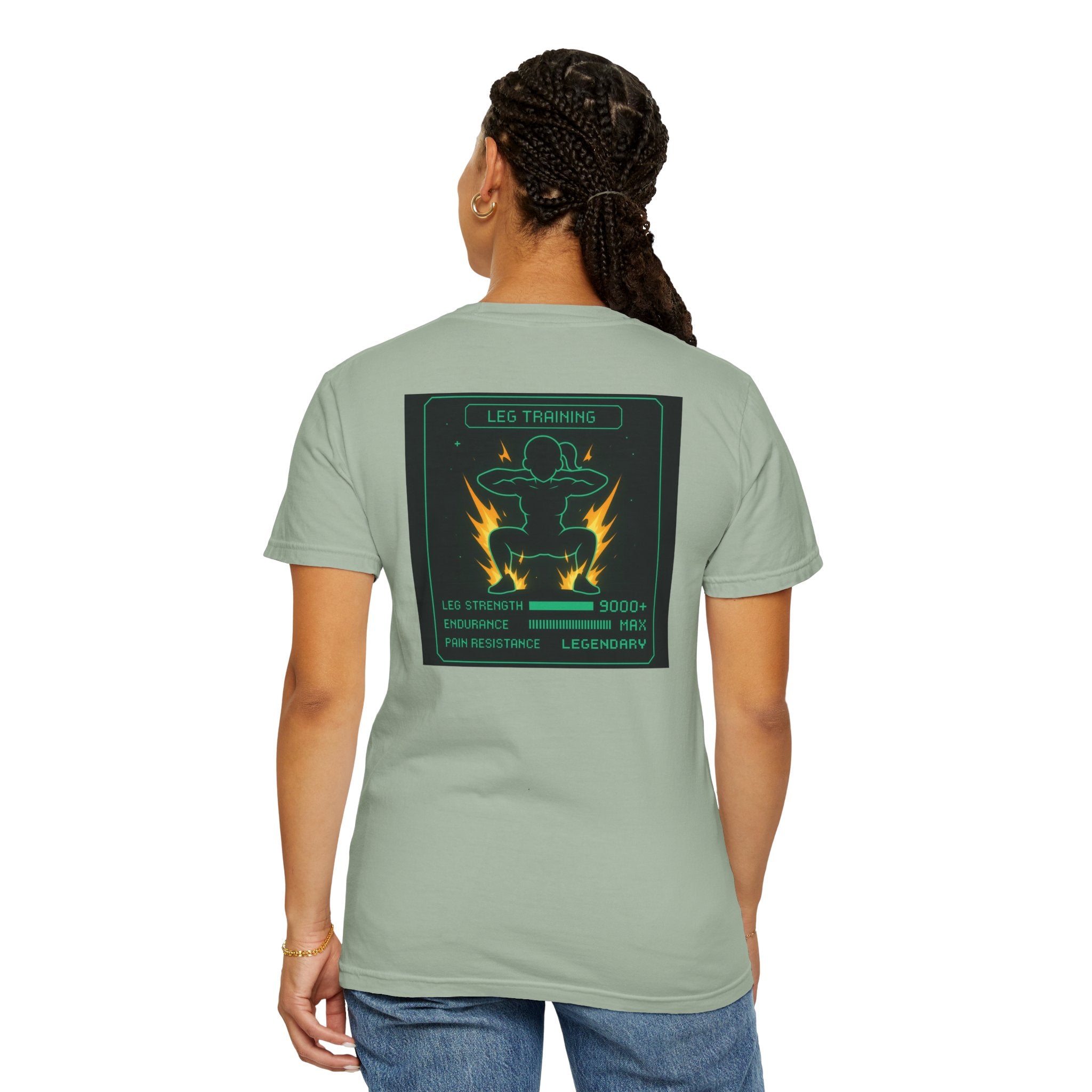 Women’s Gaming RPG Leg Day T-Shirt — "Leg Training Stats 9000+"