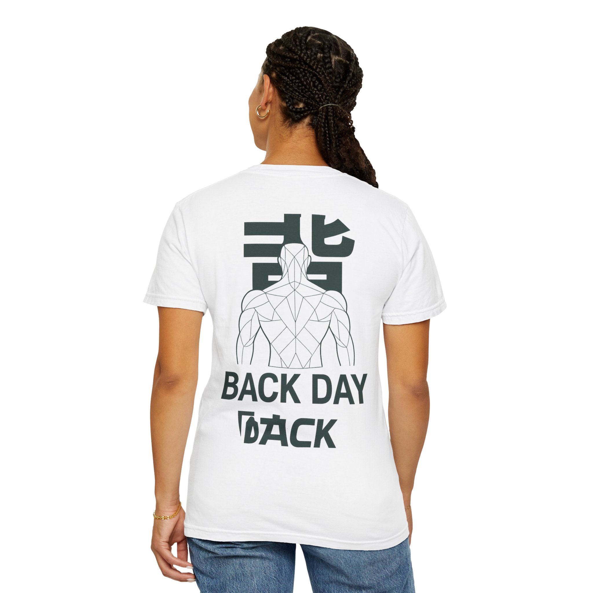 Back Day Attack Geometric Muscle Anatomy T-Shirt — '北' Back Training Gym Tee Green
