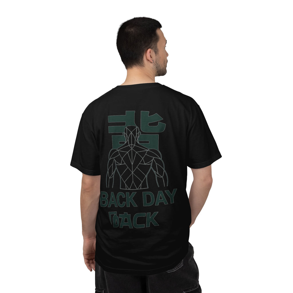 Back Day Attack Geometric Muscle Anatomy T-Shirt — '北' Back Training Gym Tee Green