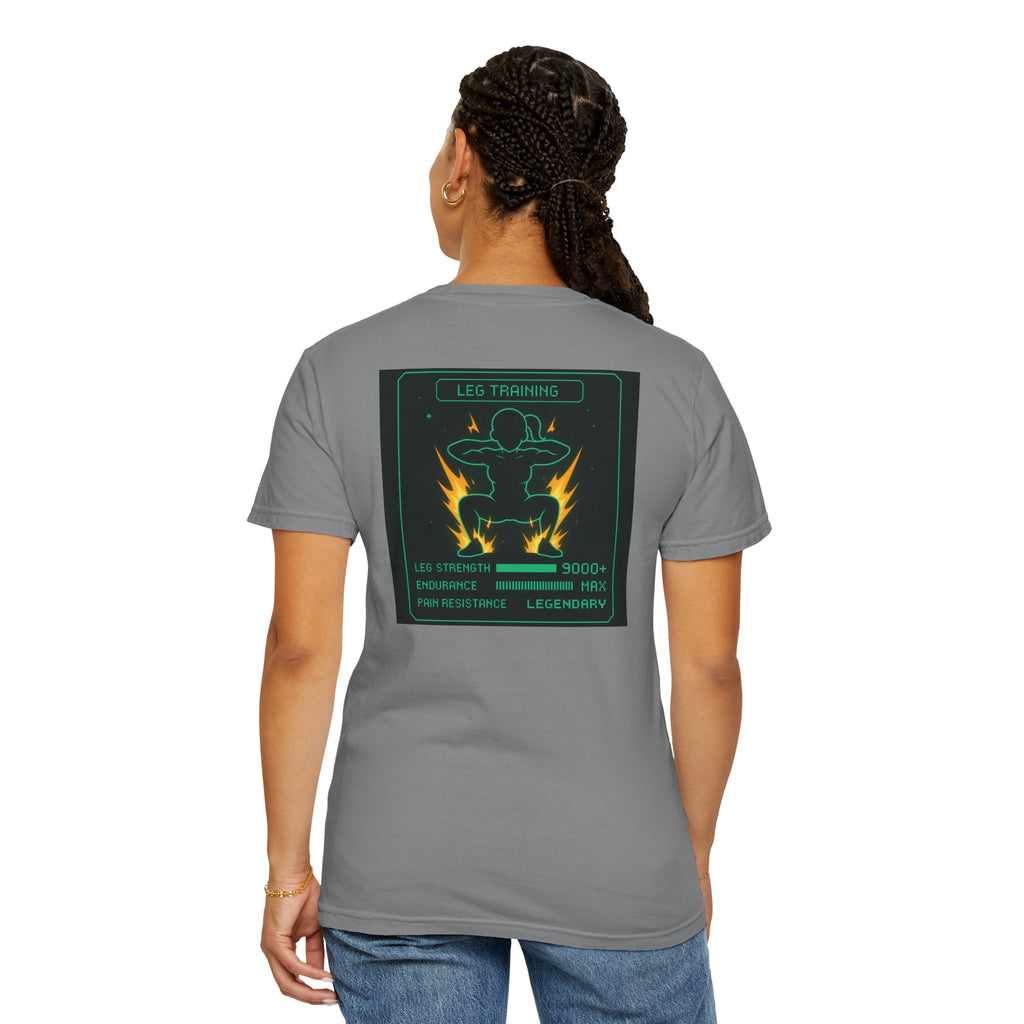 Women’s Gaming RPG Leg Day T-Shirt — "Leg Training Stats 9000+"