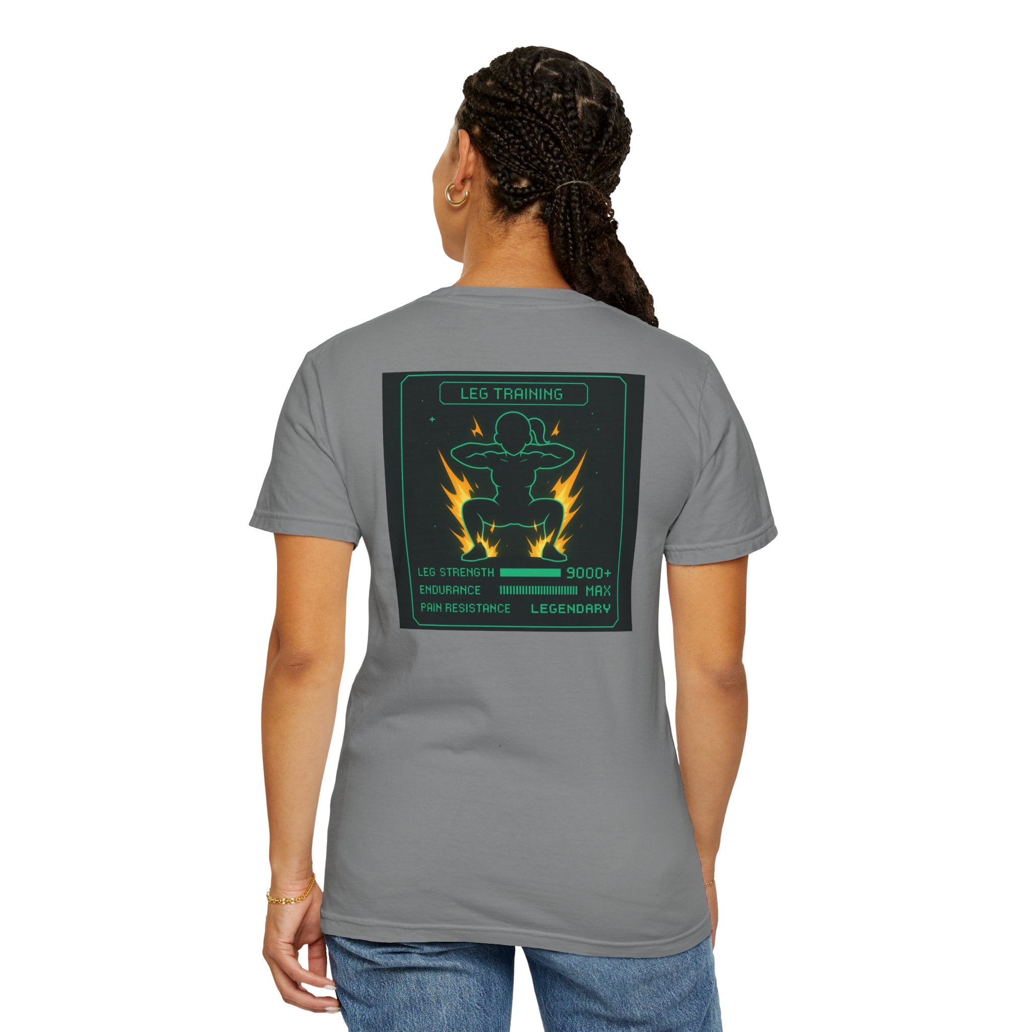Women’s Gaming RPG Leg Day T-Shirt — "Leg Training Stats 9000+"