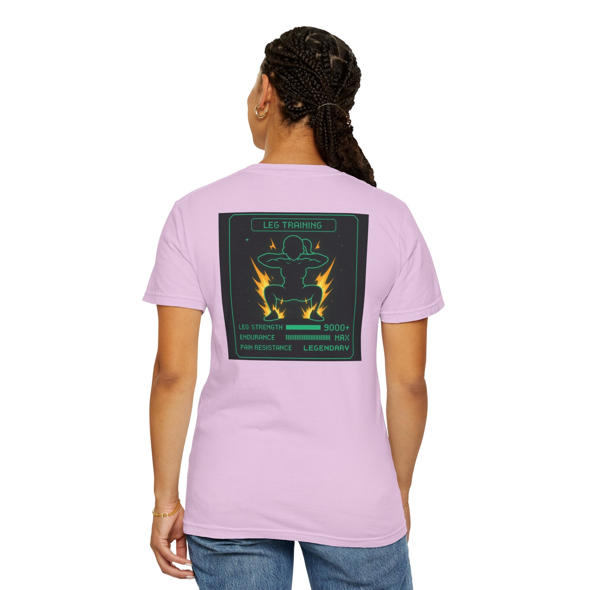 Women’s Gaming RPG Leg Day T-Shirt — "Leg Training Stats 9000+"