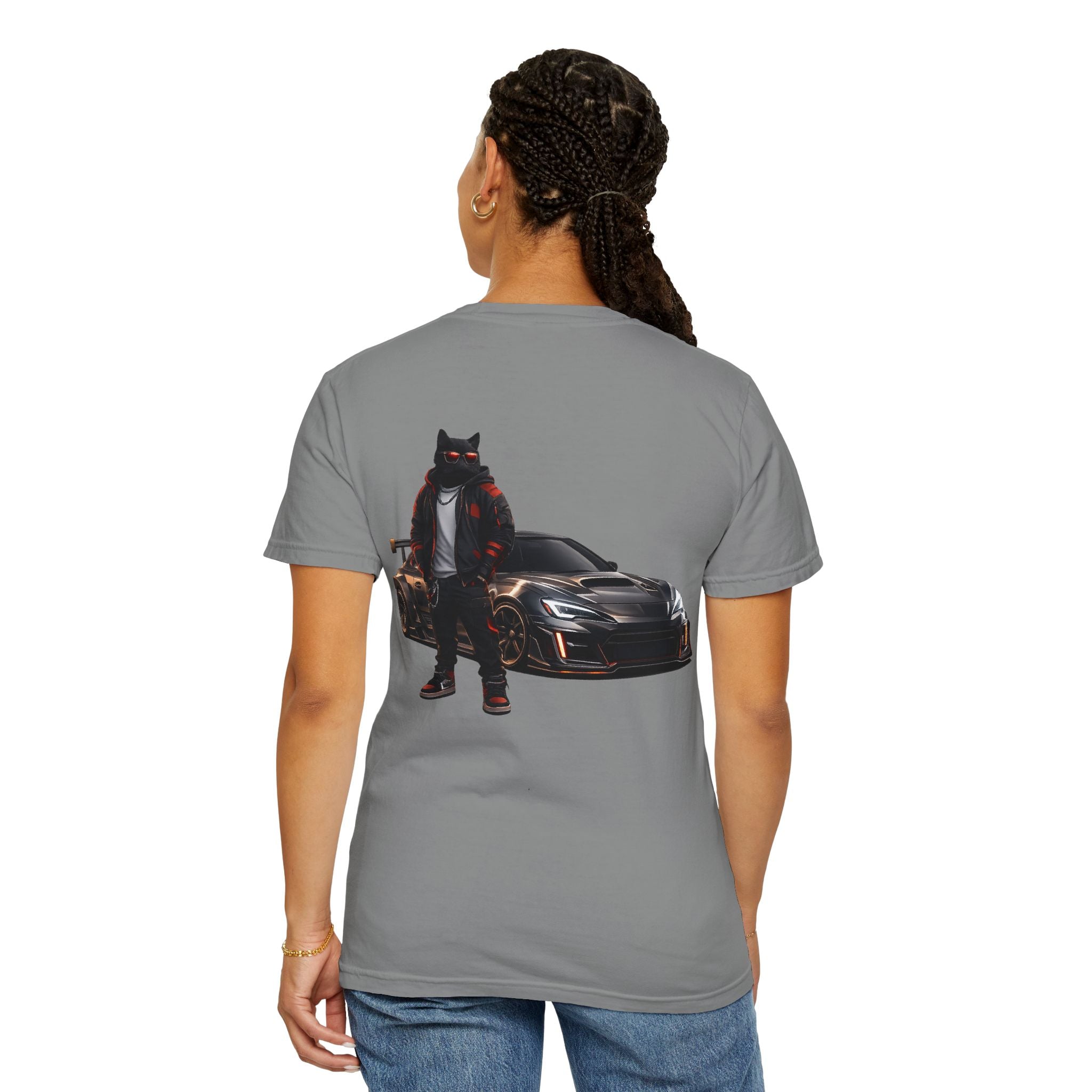 Cool Black Cat Streetwear Custom Widebody Sports Car JDM T-Shirt