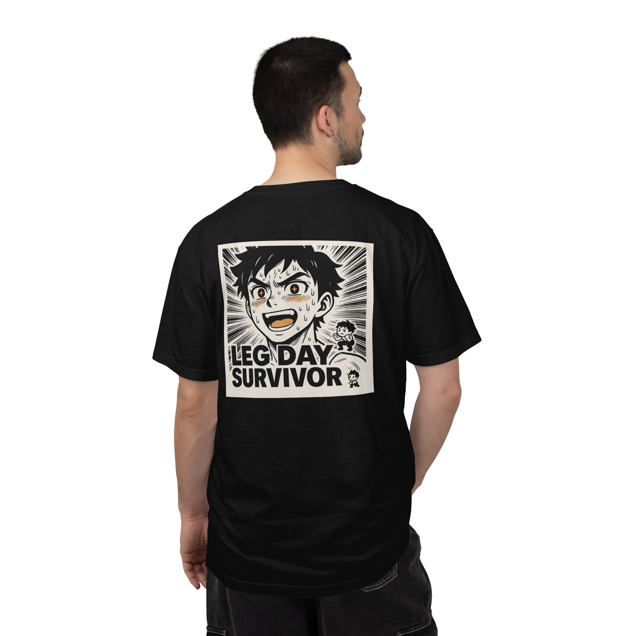 Leg Day Survivor Men’s Shirt - Funny Gym Workout Anime Fitness T-Shirt