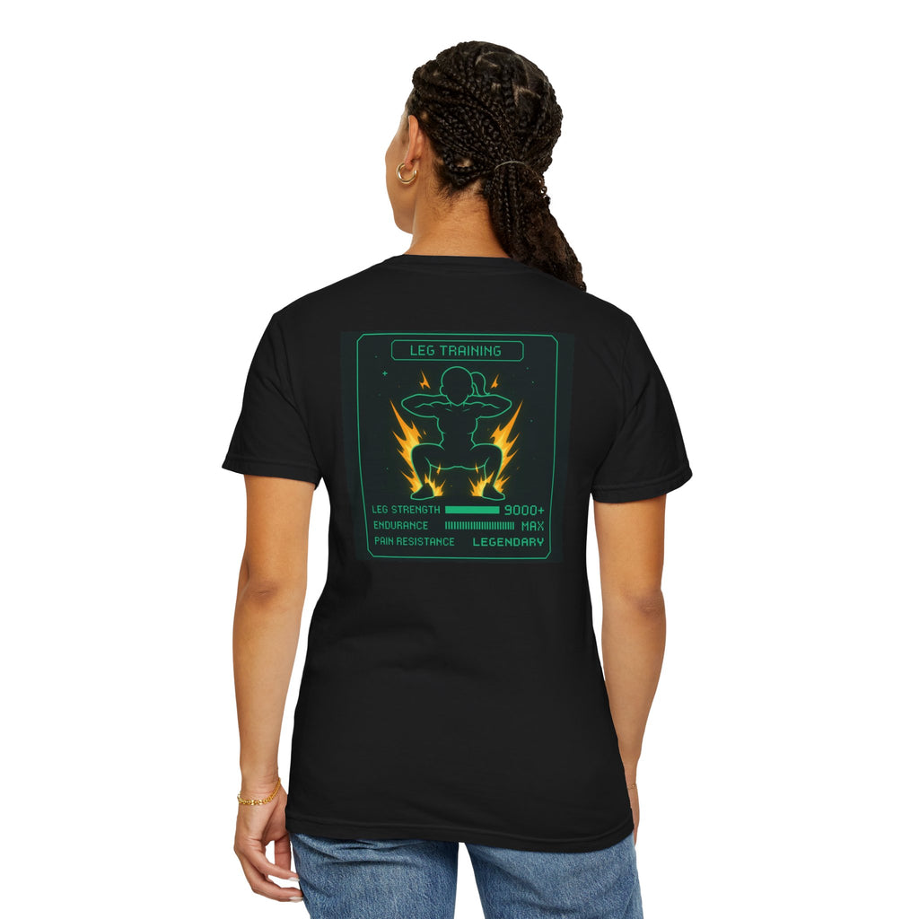 Women’s Gaming RPG Leg Day T-Shirt — "Leg Training Stats 9000+"