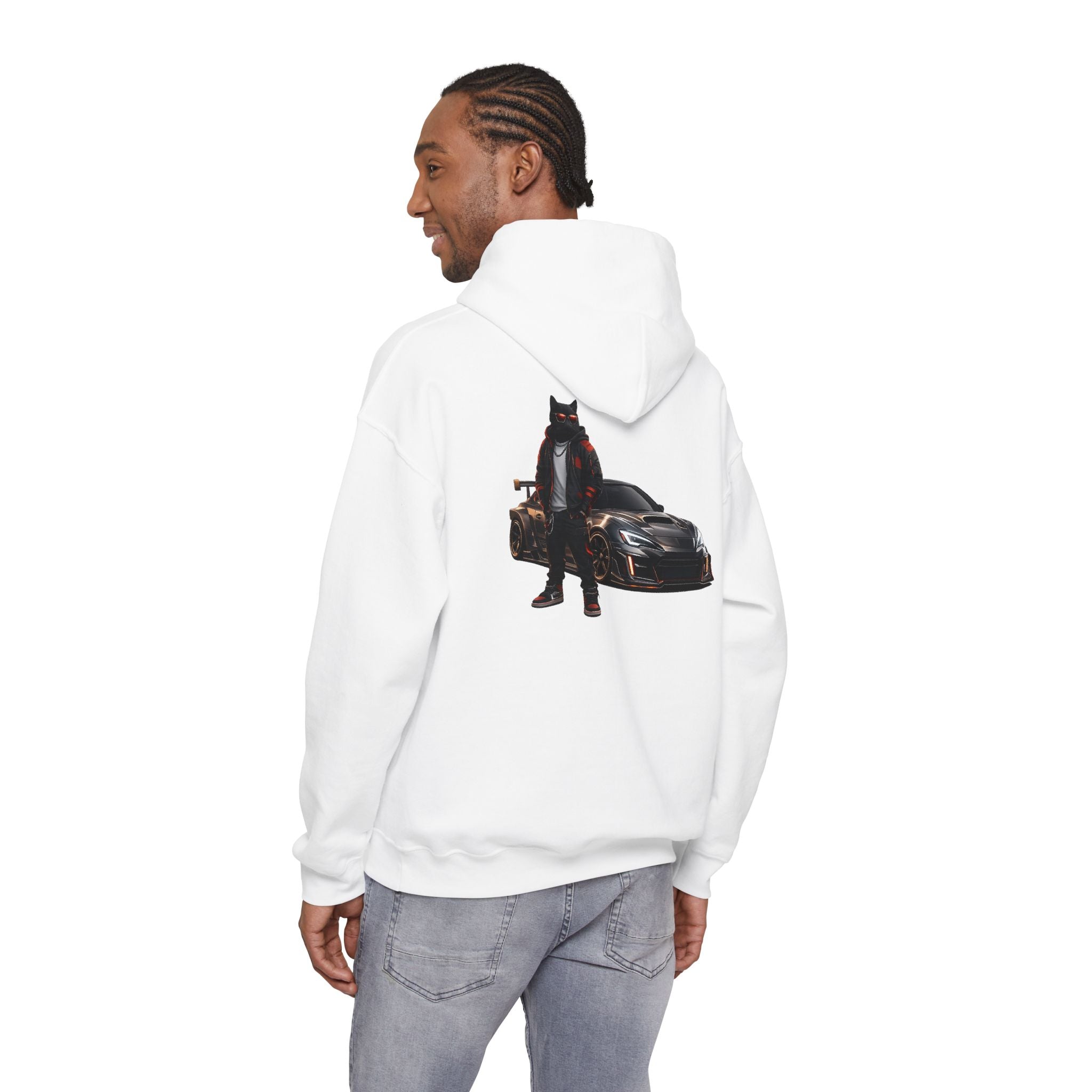 Cool Black Cat Streetwear Custom Widebody Sports Car JDM Hoodie